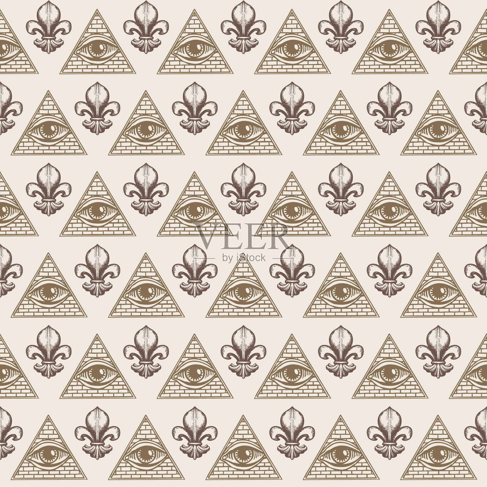 全视眼手绘无缝图案插画图片素材