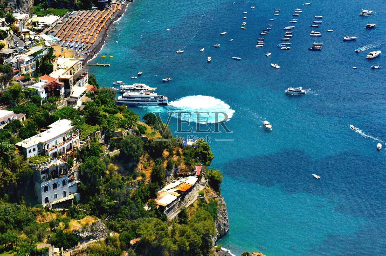 阿马尔菲海岸，夏天，从上面看，船照片摄影图片