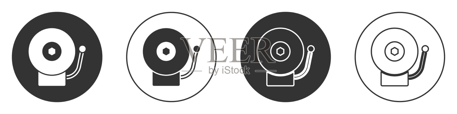 黑色警铃图标隔离在白色上图标素材