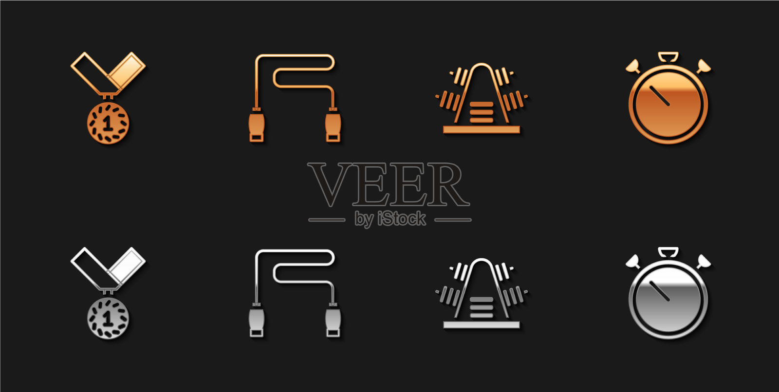 设置金牌跳绳金属架与重量和图标素材