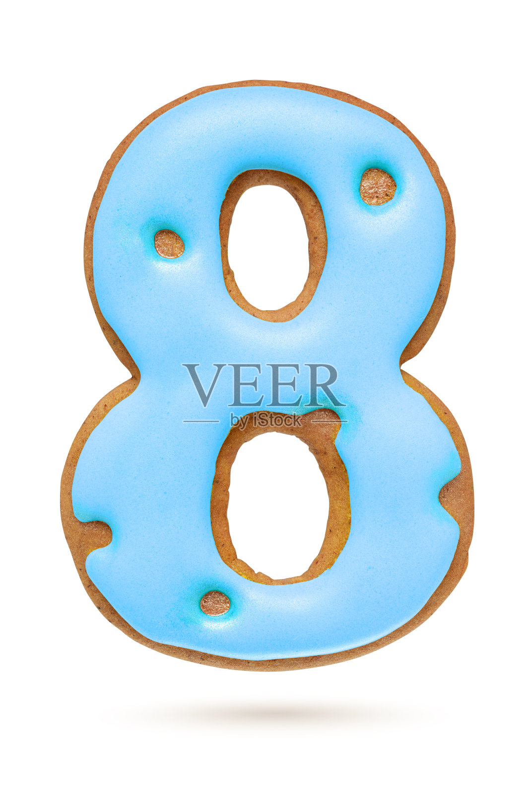 8号蓝色姜饼饼干孤立在白色。照片摄影图片