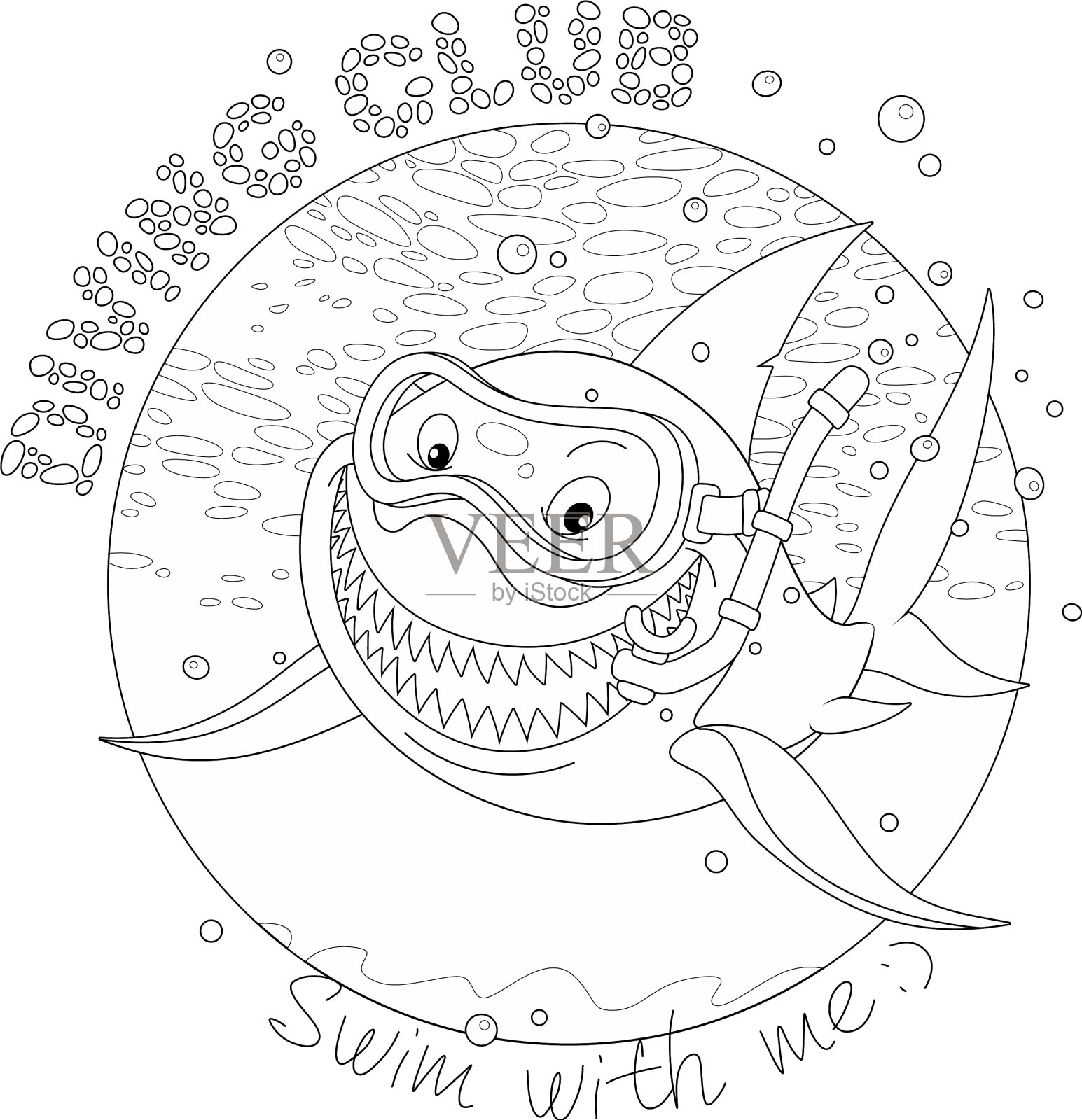 大白鲨潜水员设计元素图片