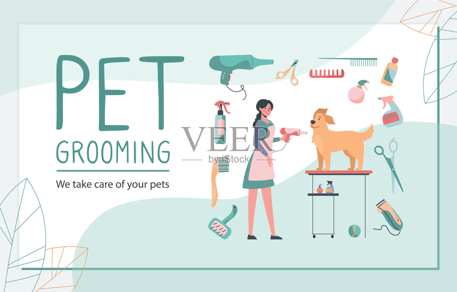 美发沙龙名片插画图片素材