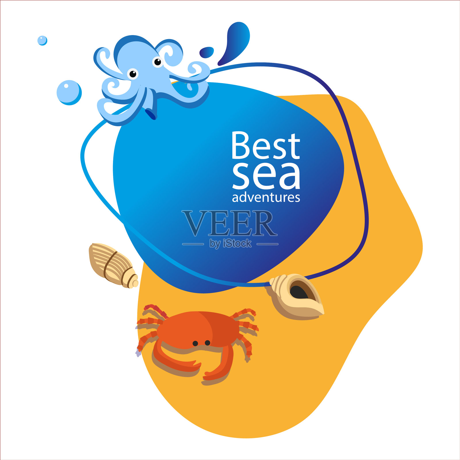 模板形状章鱼，螃蟹，虾和插画图片素材