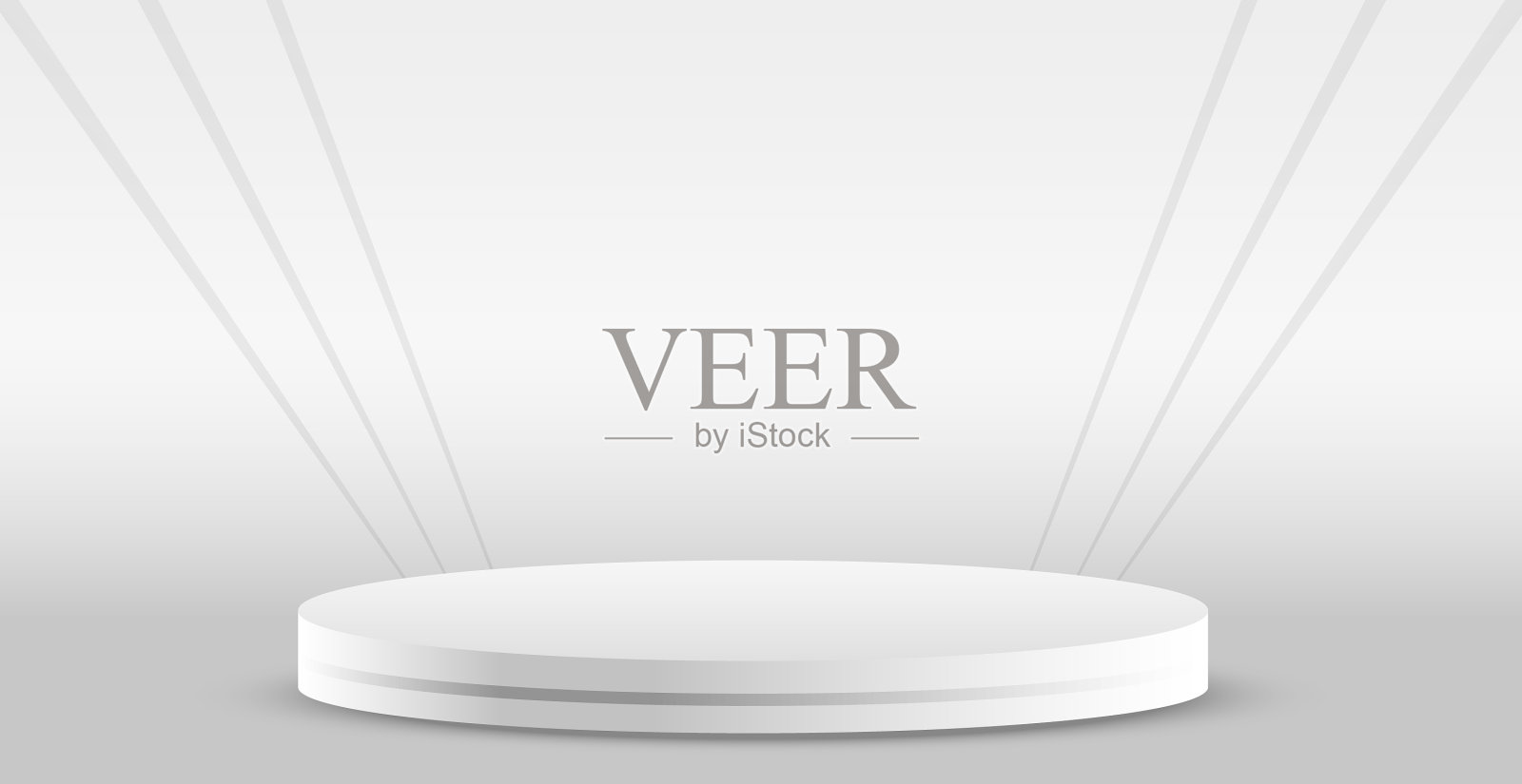 现实的灰白色工作室白色圆形讲台插画图片素材