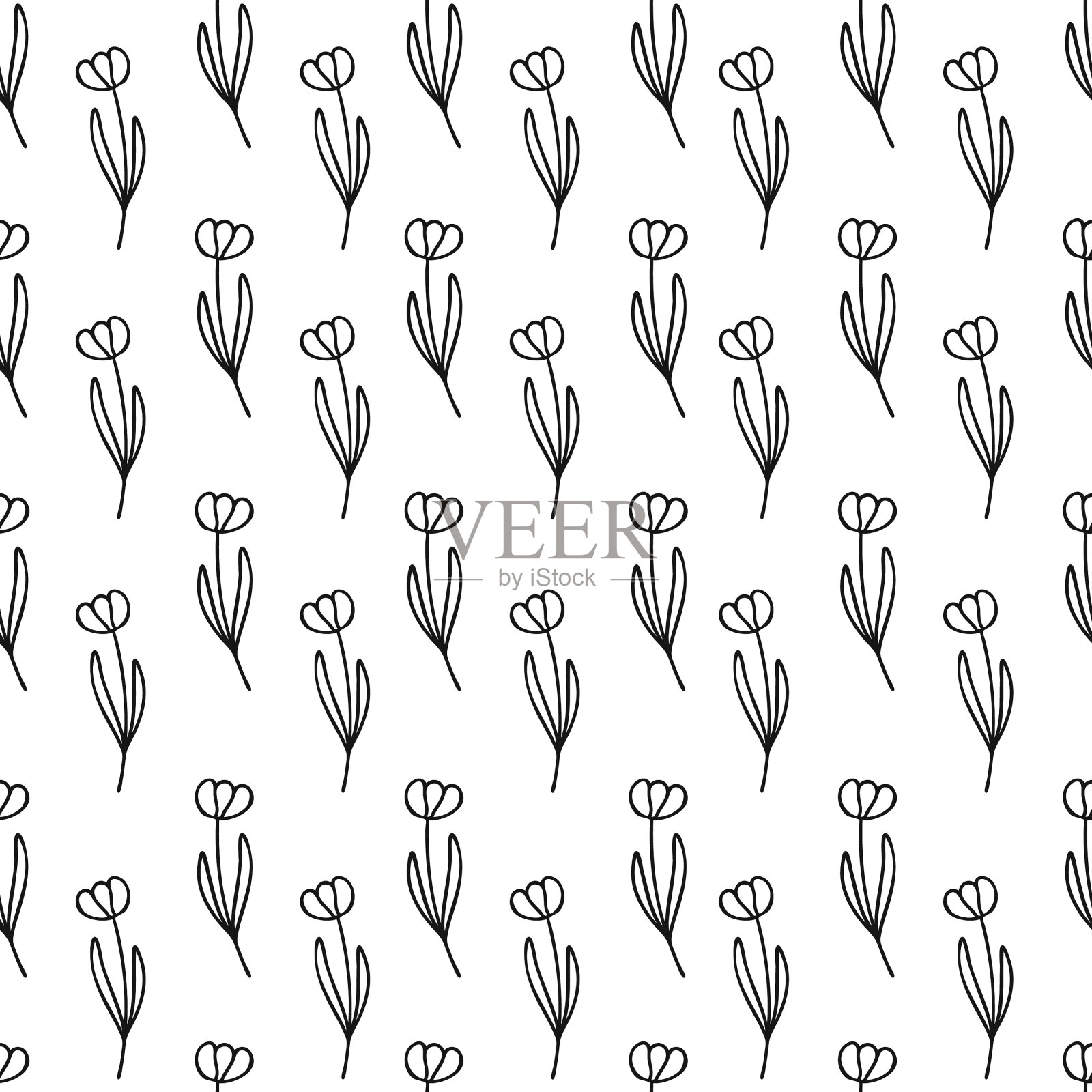 简单的组合无缝模式郁金香花插画图片素材