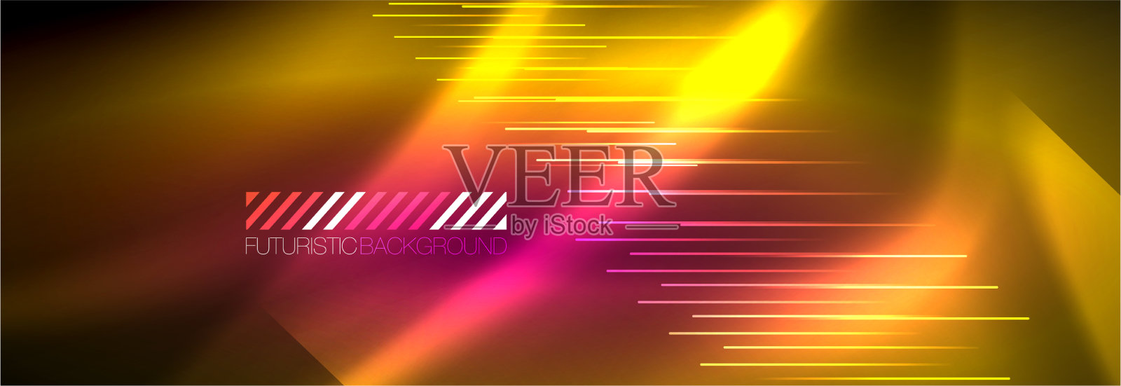 霓虹发光的线条，神奇的能量和光运动插画图片素材