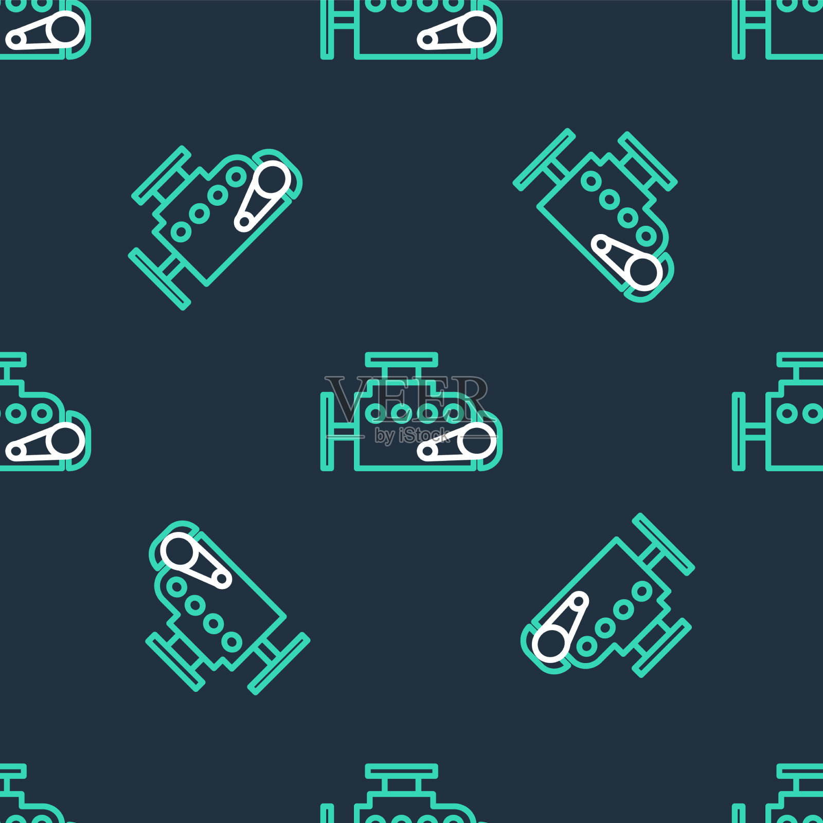 线车引擎图标隔离无缝图案上插画图片素材