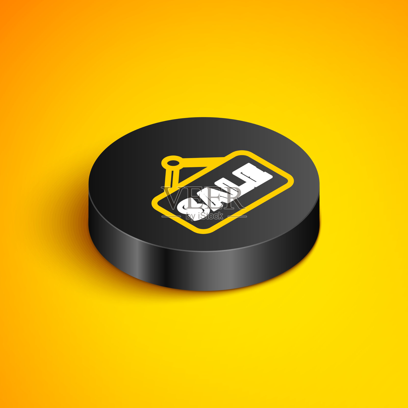 等距线悬挂标志与文字销售图标插画图片素材