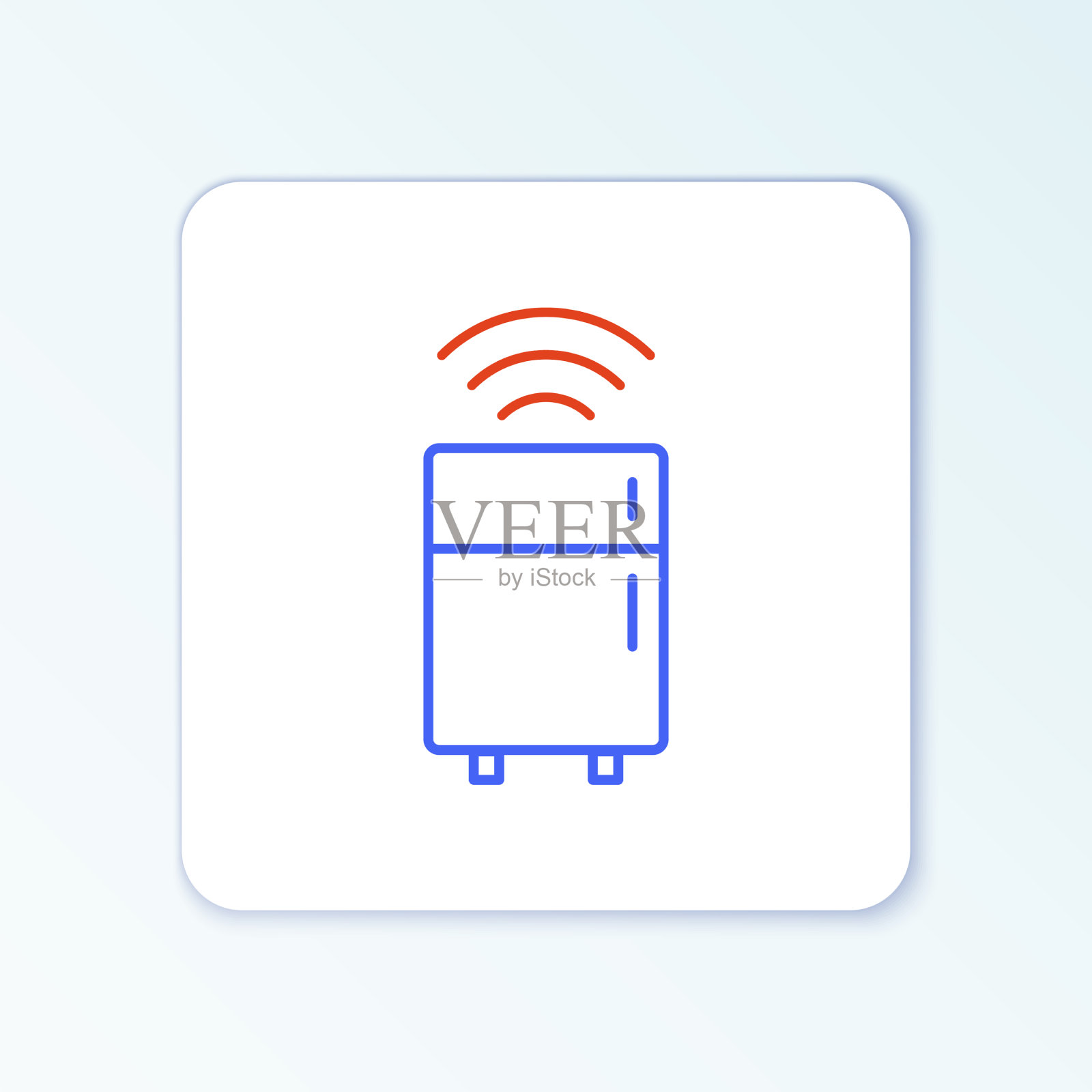 线智能冰箱图标孤立在白色图标素材