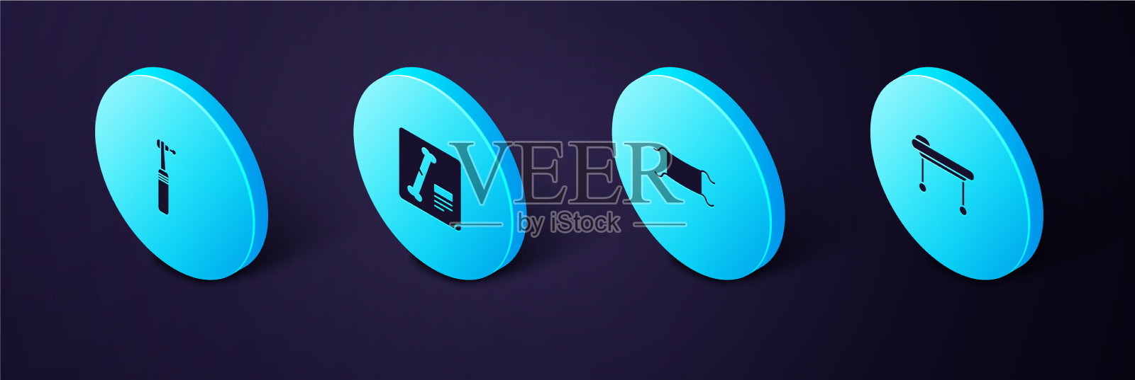 设置等距担架医用防护口罩图标素材