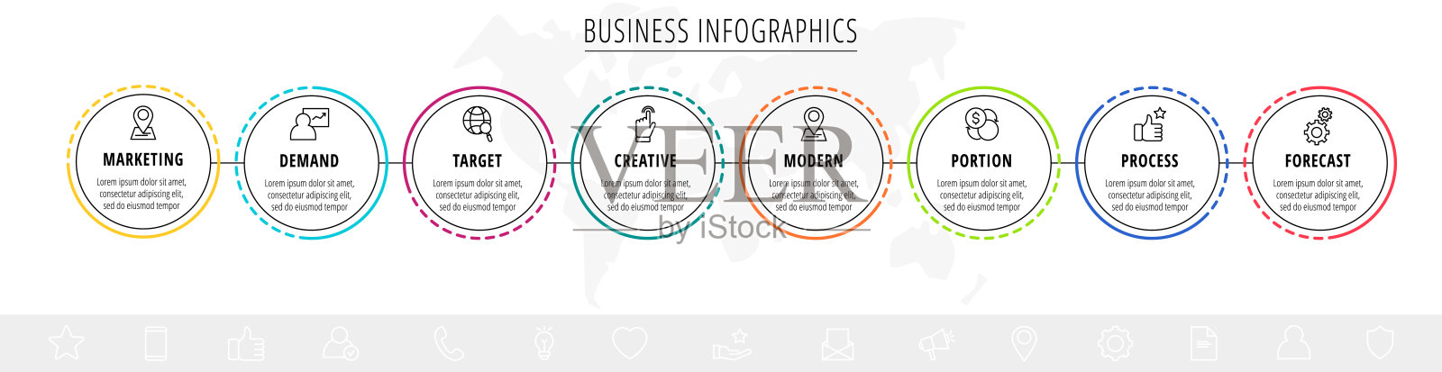 矢量信息图八个圆与箭头插画图片素材