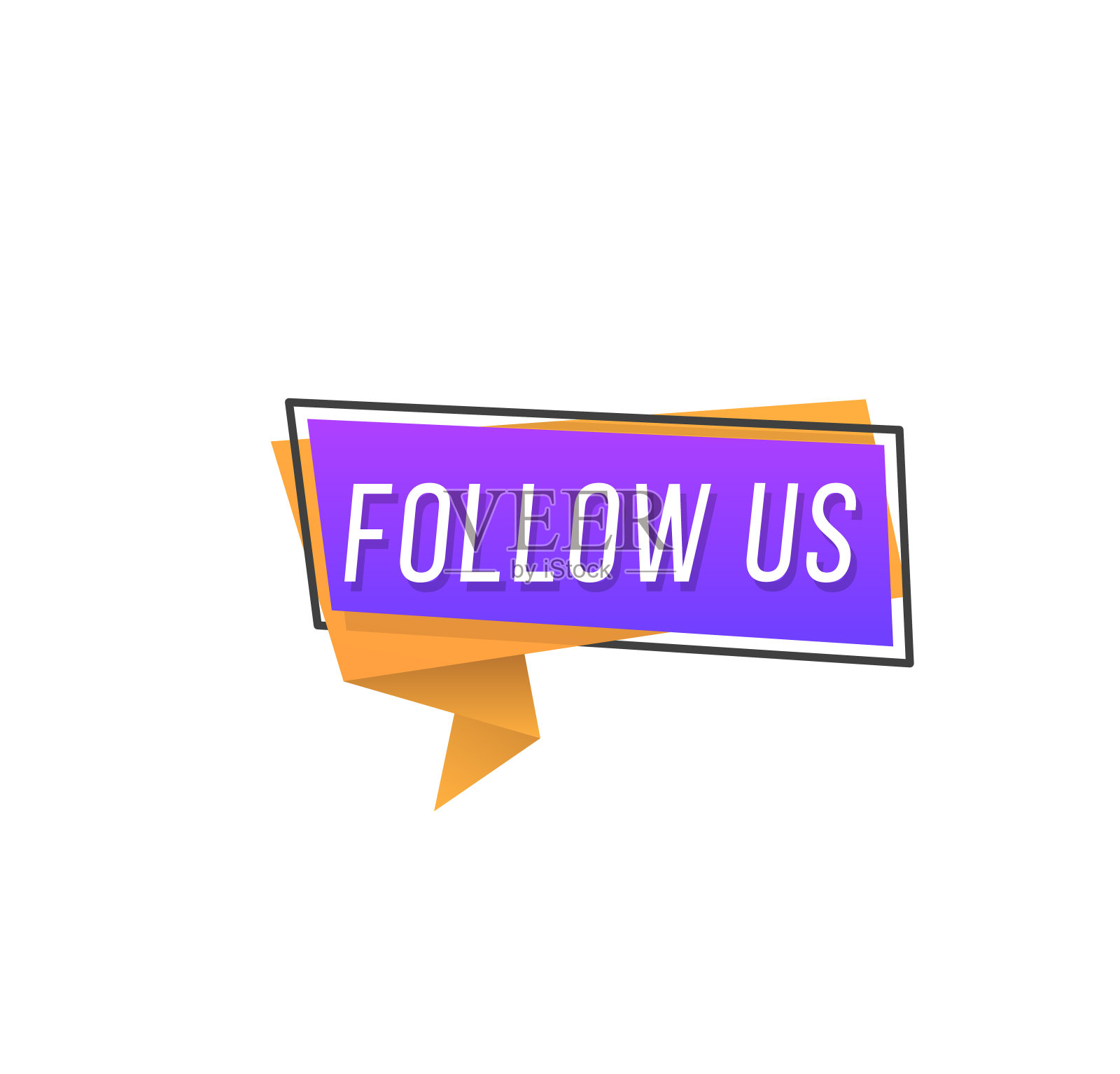 跟着我们演讲泡泡贴纸，徽章标签。插画图片素材