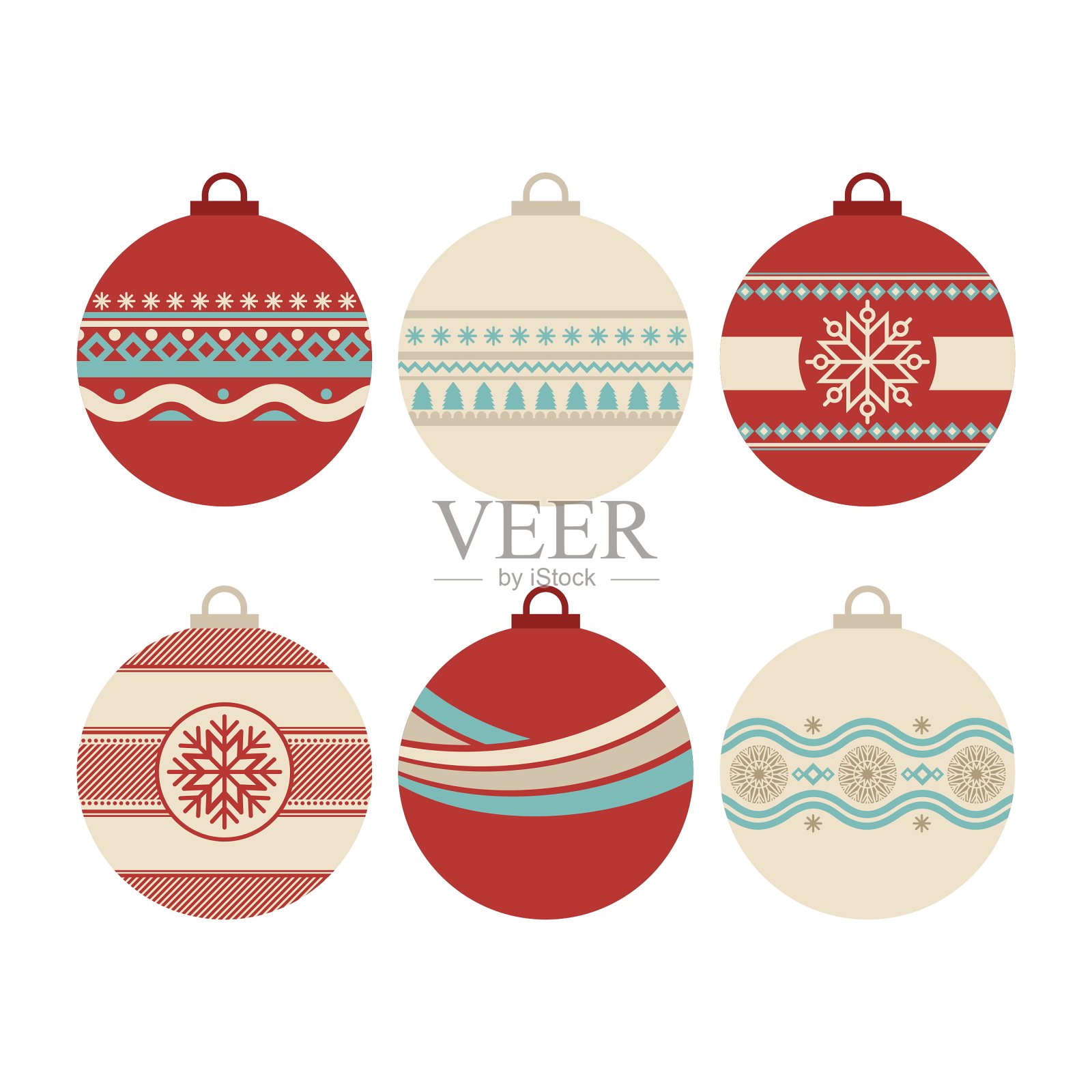 一套圣诞球与装饰品和装饰设计元素插画图片素材