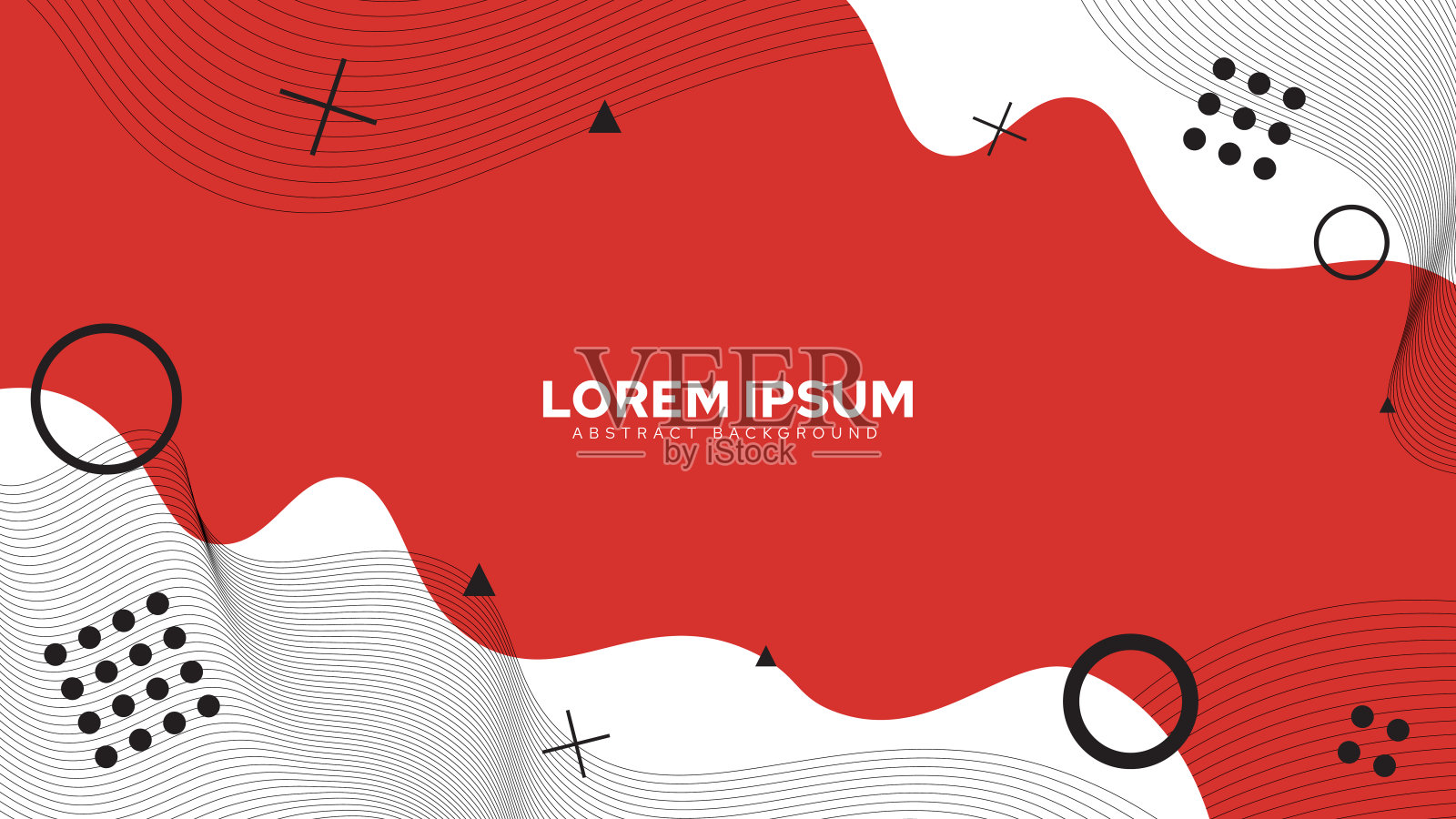 特别封面设计与红色的颜色和形状，波浪从线和图形对象插画图片素材