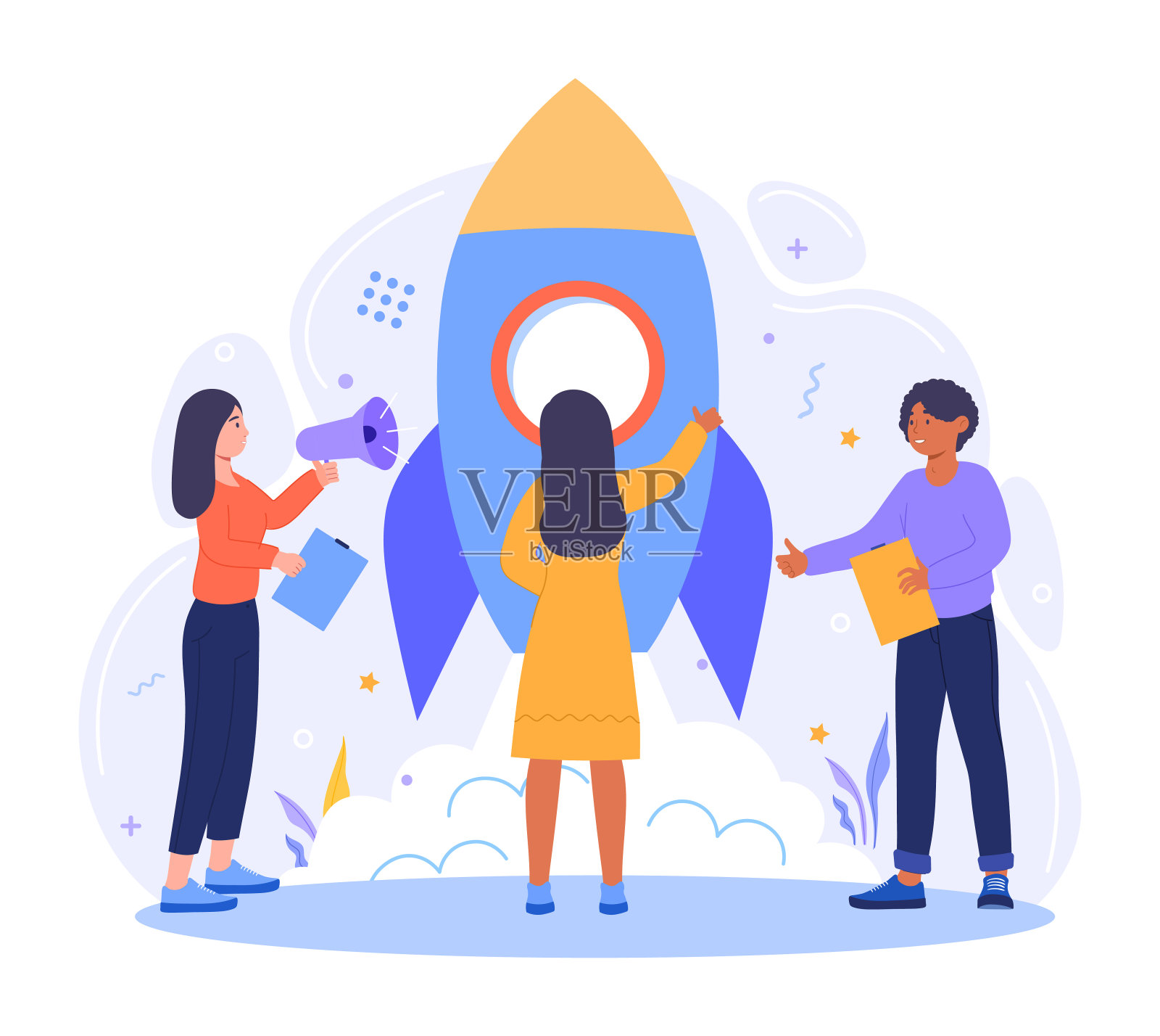 创业理念中的团队合作插画图片素材