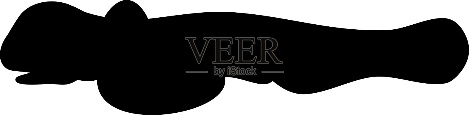 淡水鲈鱼(河鲈)幼虫的黑色剪影，孤立在白色背景上插画图片素材