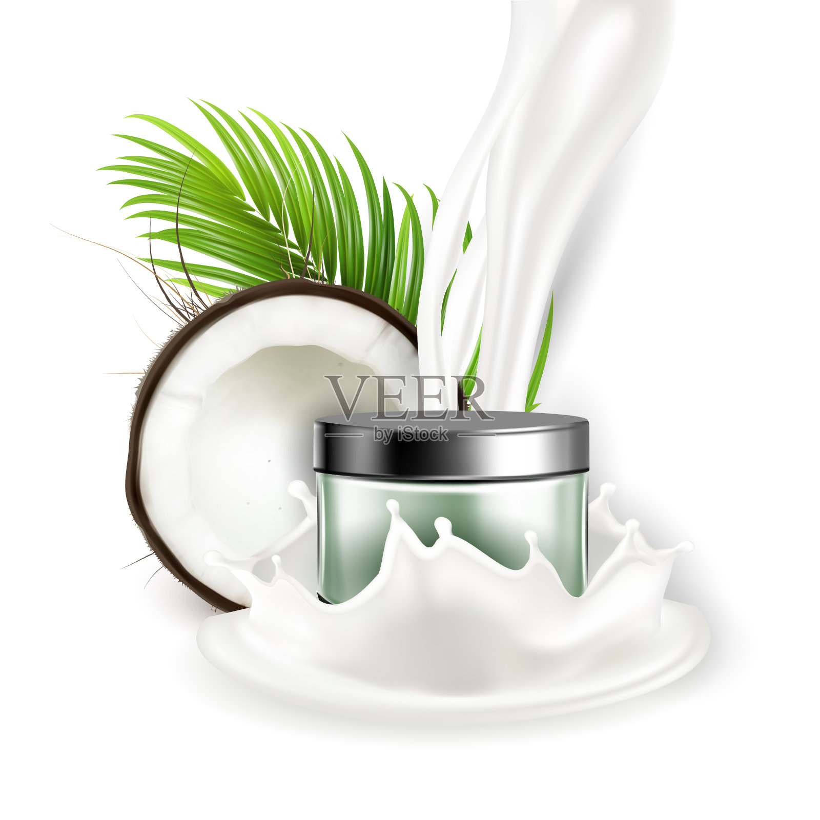 椰子天然霜化妆品包装向量插画图片素材