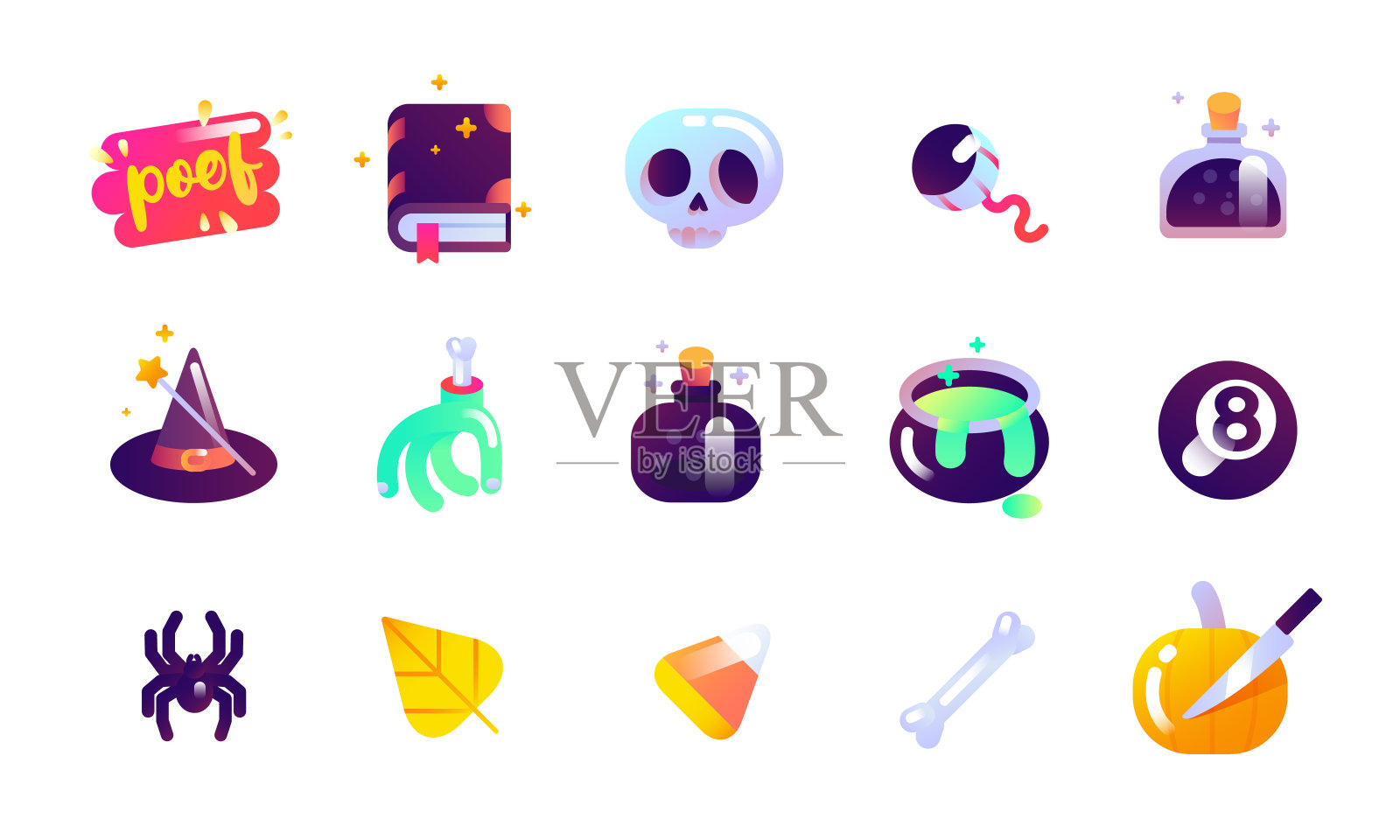 Gummy风格的万圣节图标插画图片素材