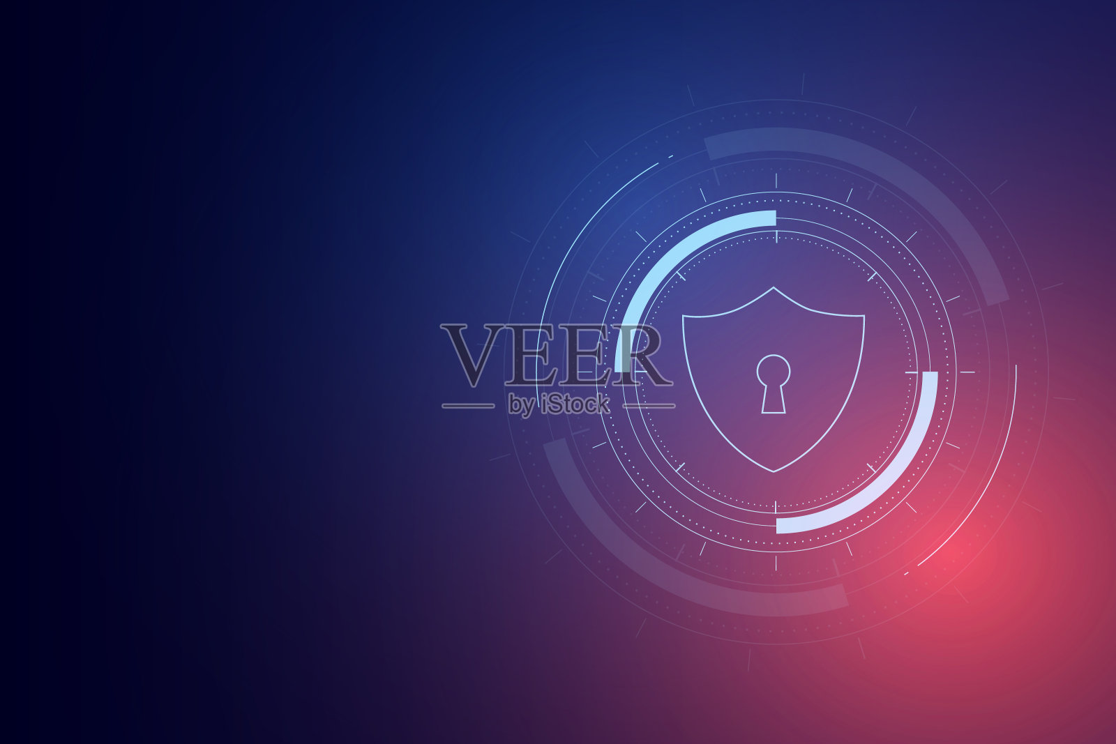 网络安全技术概念，盾带锁孔图标，个人数据，插画图片素材