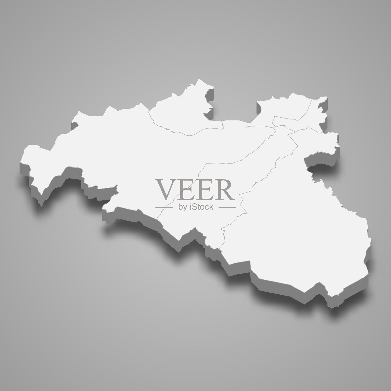 三维等距地图东伦弗鲁郡是一个地区插画图片素材