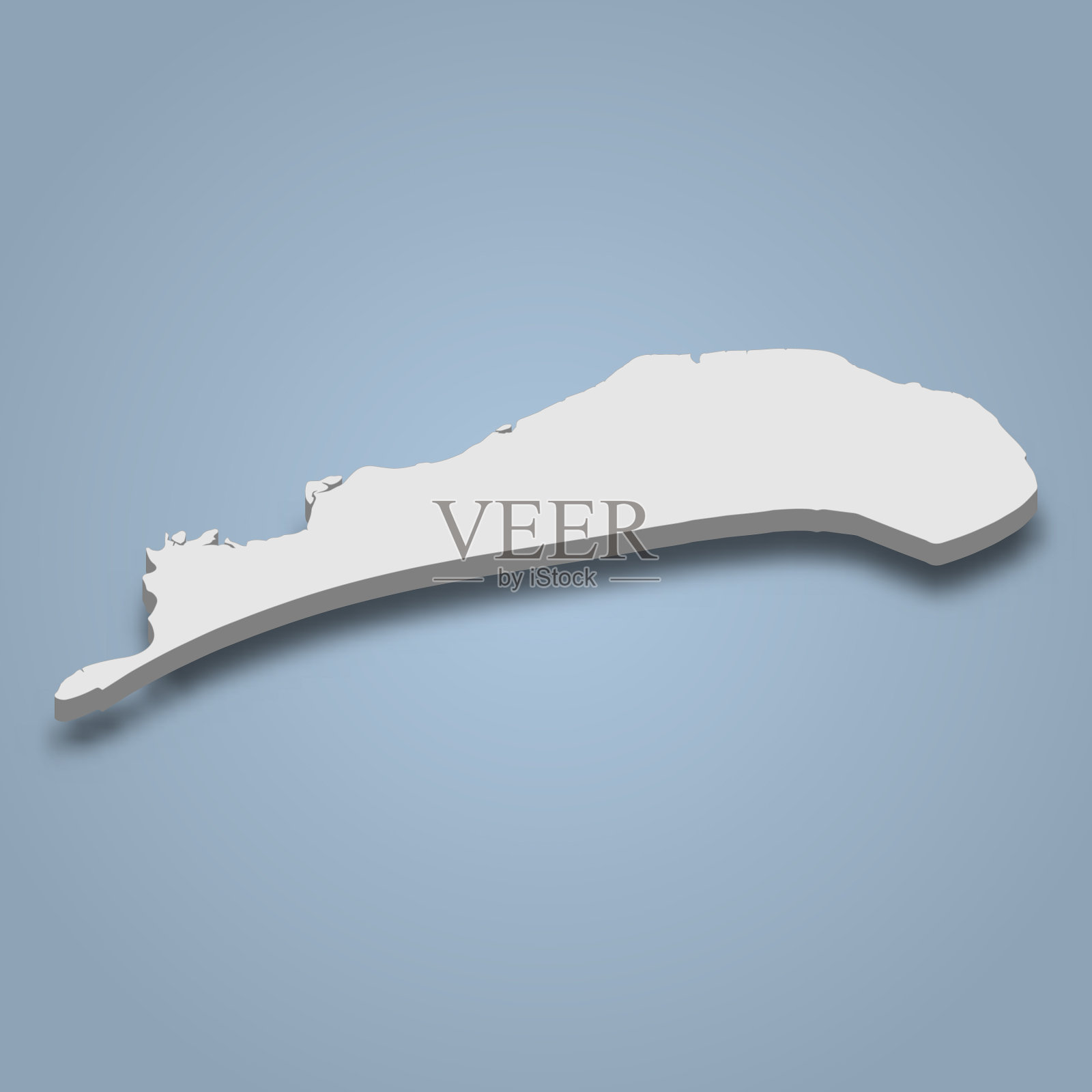 三维等距地图kiawah是一个岛屿在南部插画图片素材