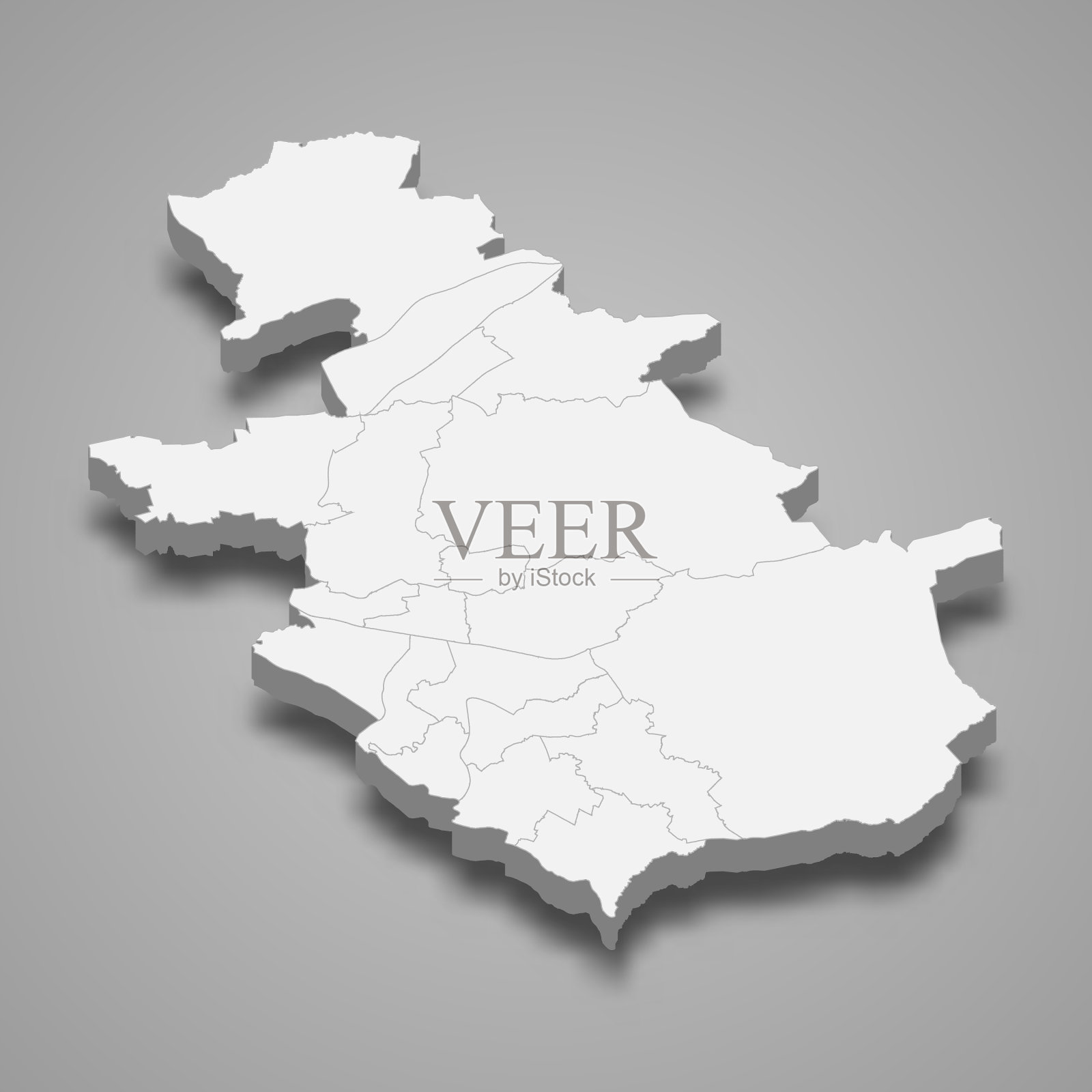 三维等距地图北拉纳克郡是一个地区插画图片素材