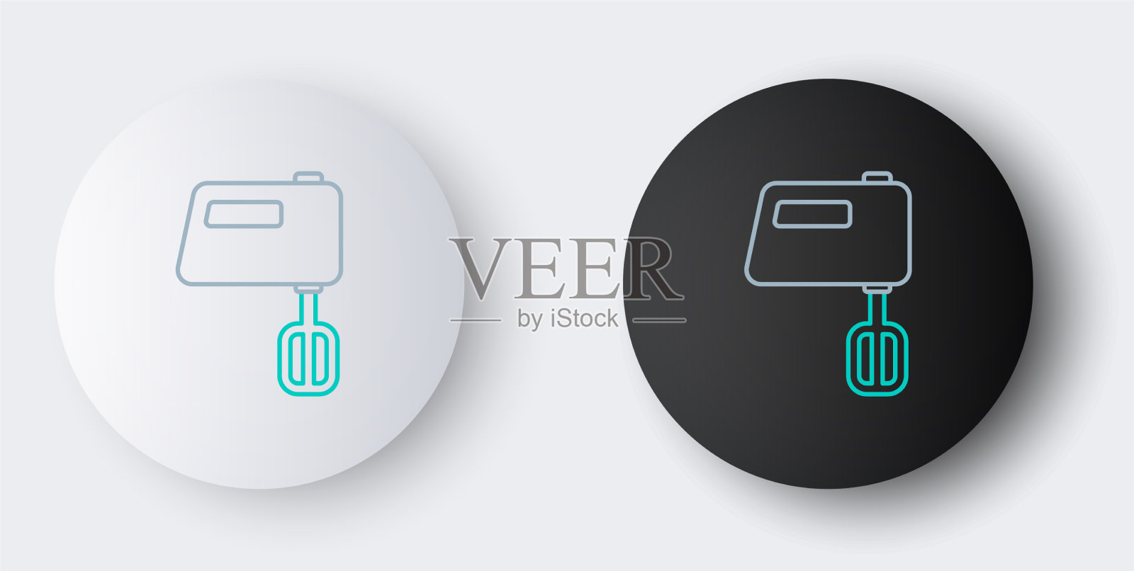 线电动混合器图标隔离在灰色插画图片素材