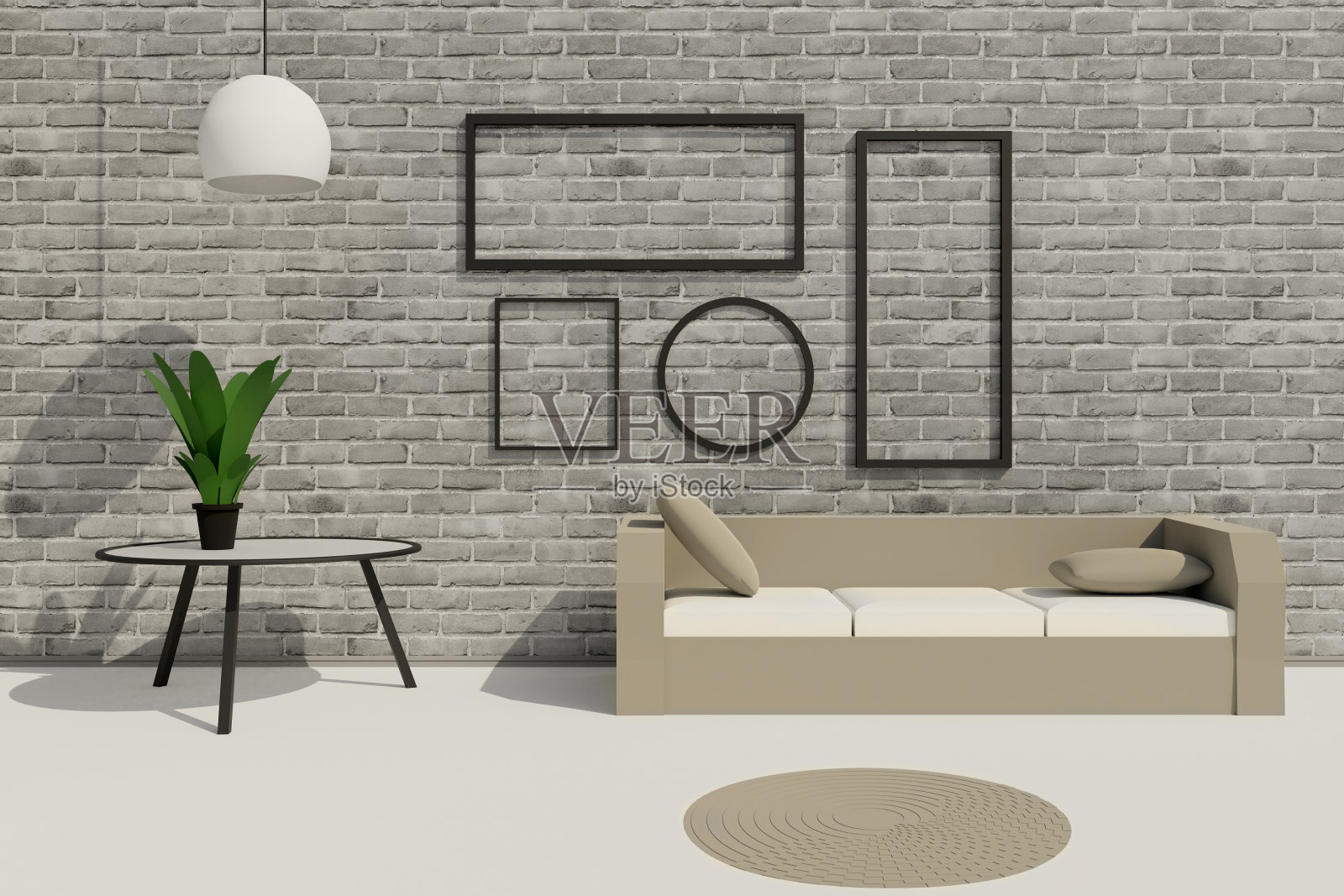 房间现代室内空框架的3D渲染照片摄影图片