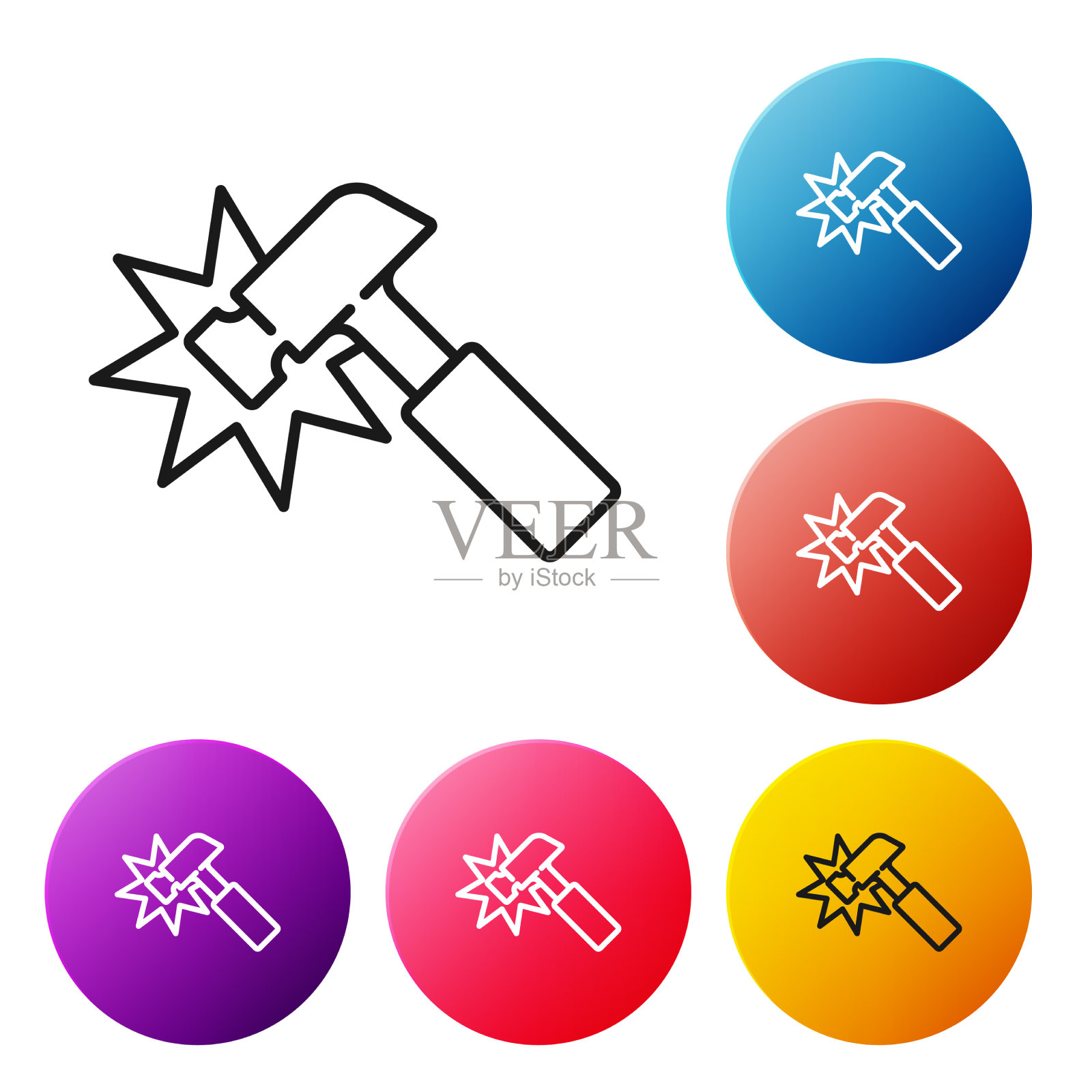 黑线锤图标孤立在白色上插画图片素材