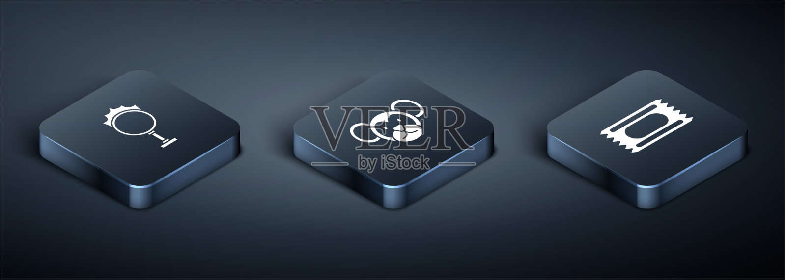 设置等距的马戏团火箍票和猴子图标素材