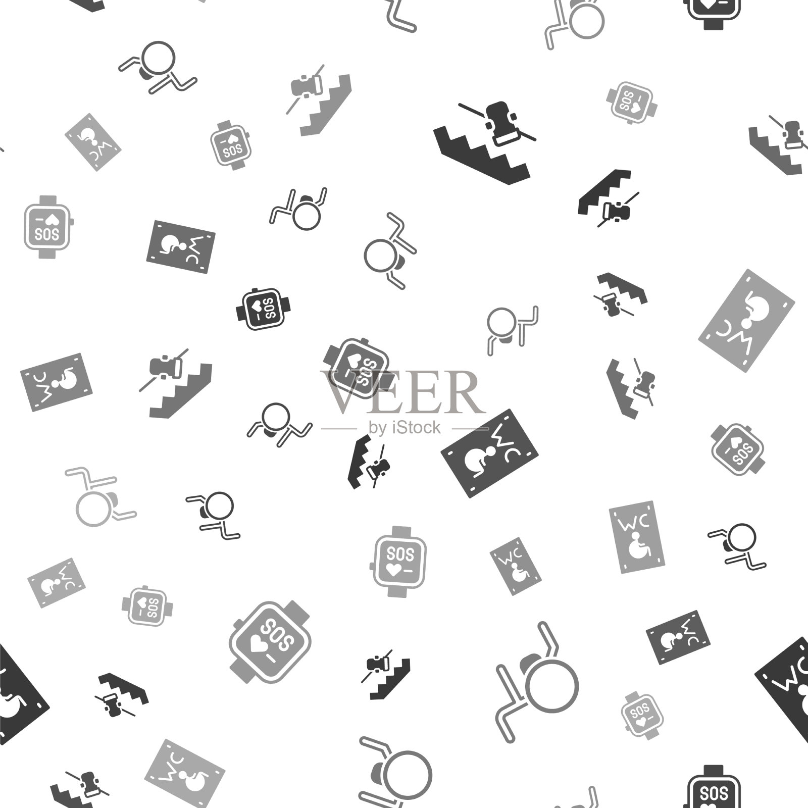 设置残疾人电梯轮椅分开图标素材