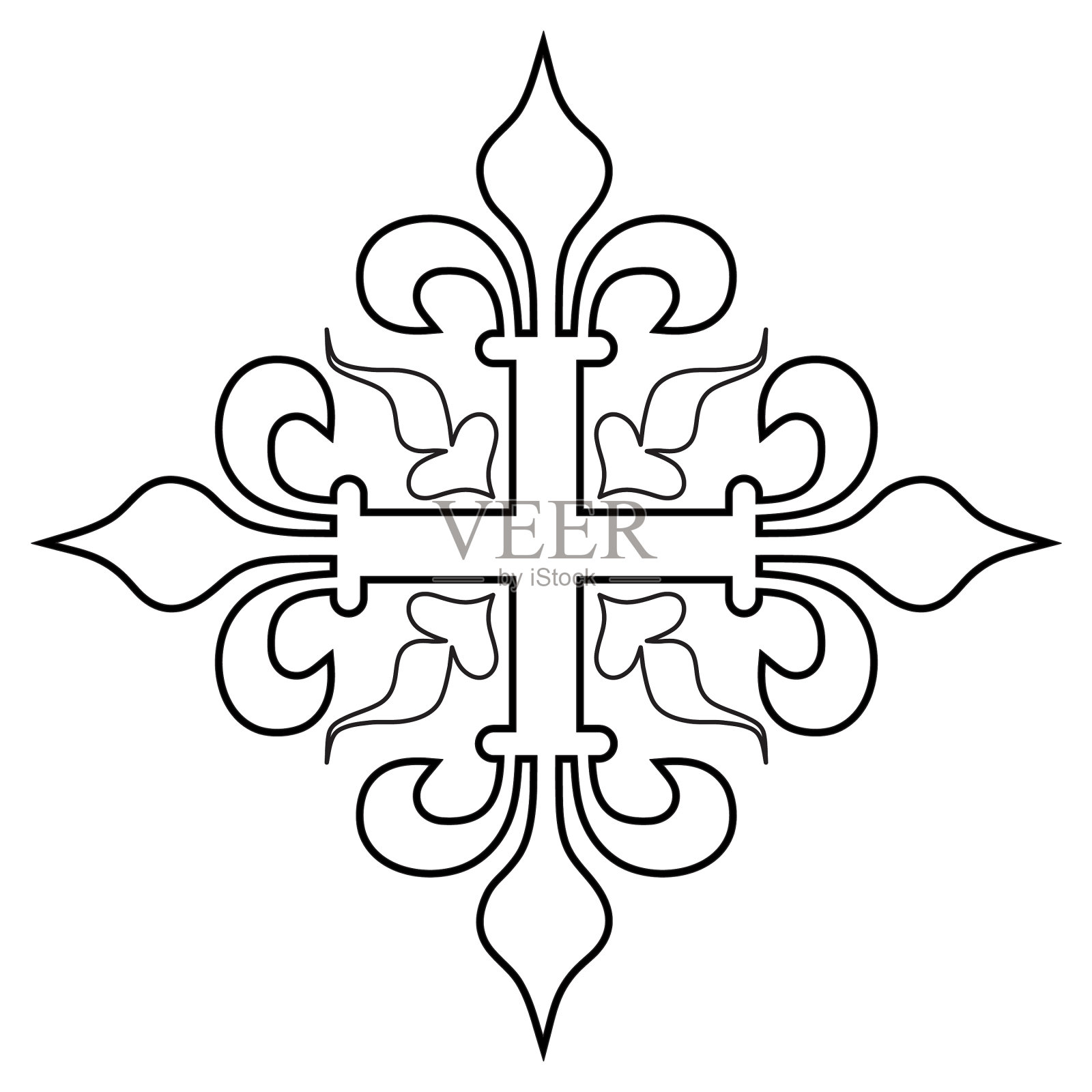 用百合和飞翔的心点缀十字架设计元素图片