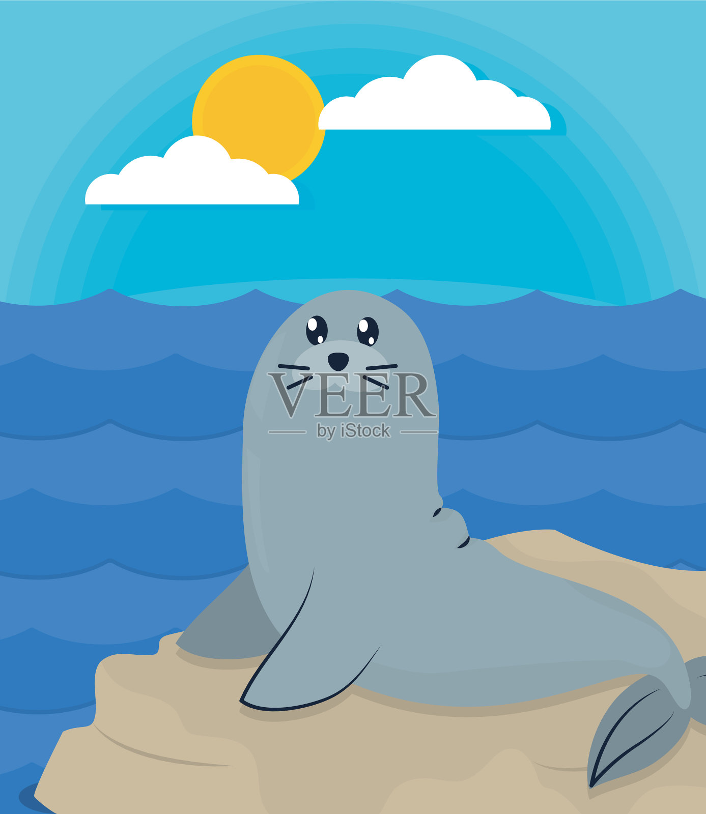 可爱的海豹插画图片素材