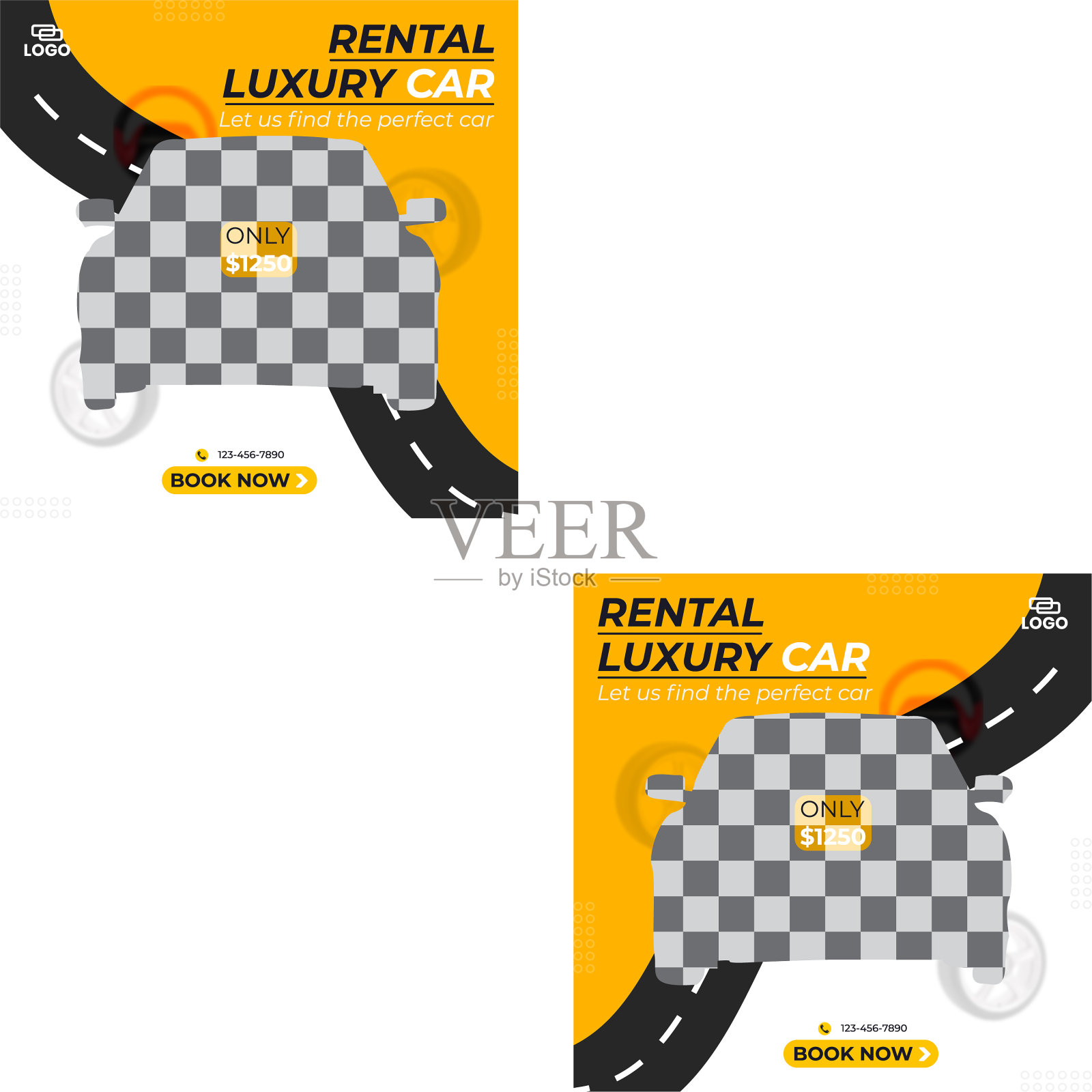 汽车租赁推广社交媒体帖子插画图片素材