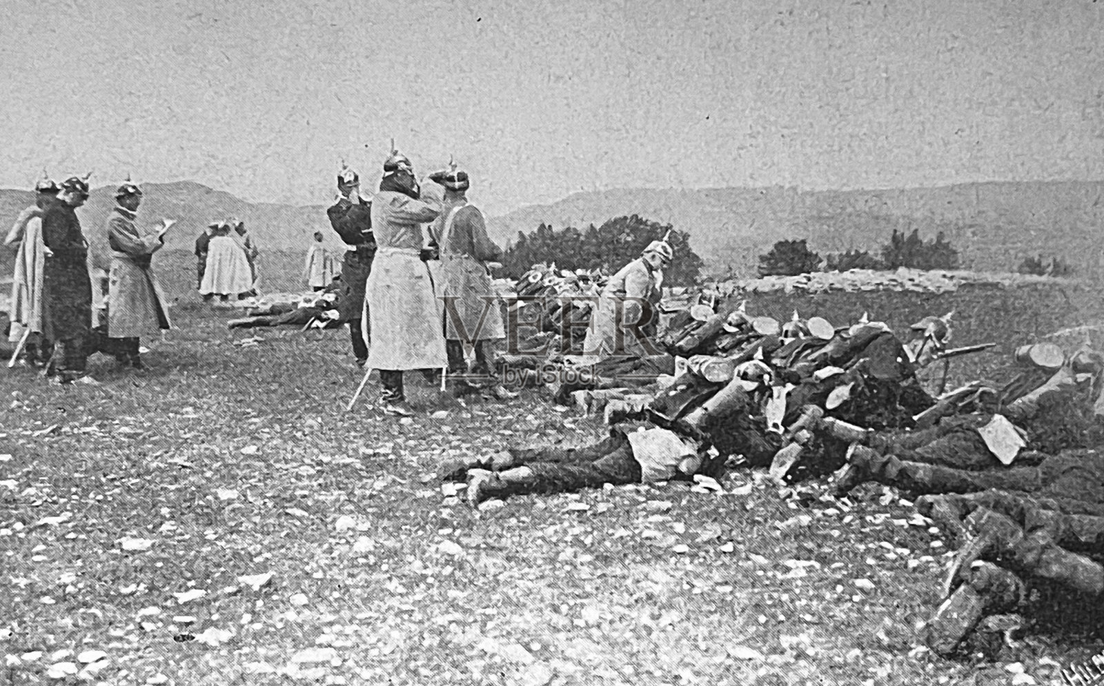 历史摄影:Münsingen，斯瓦比亚阿尔布，德国，军事训练区，目标拍摄照片摄影图片