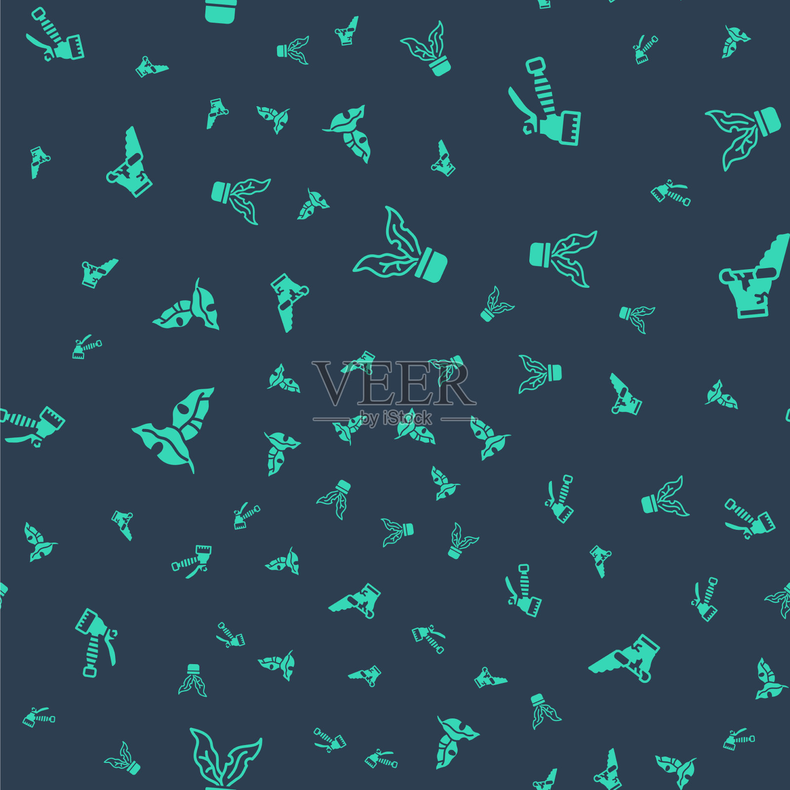 盆栽、喷壶、热带植物图标素材