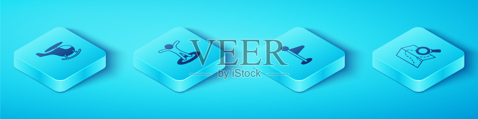 设定直升机与人的等距位置图标素材