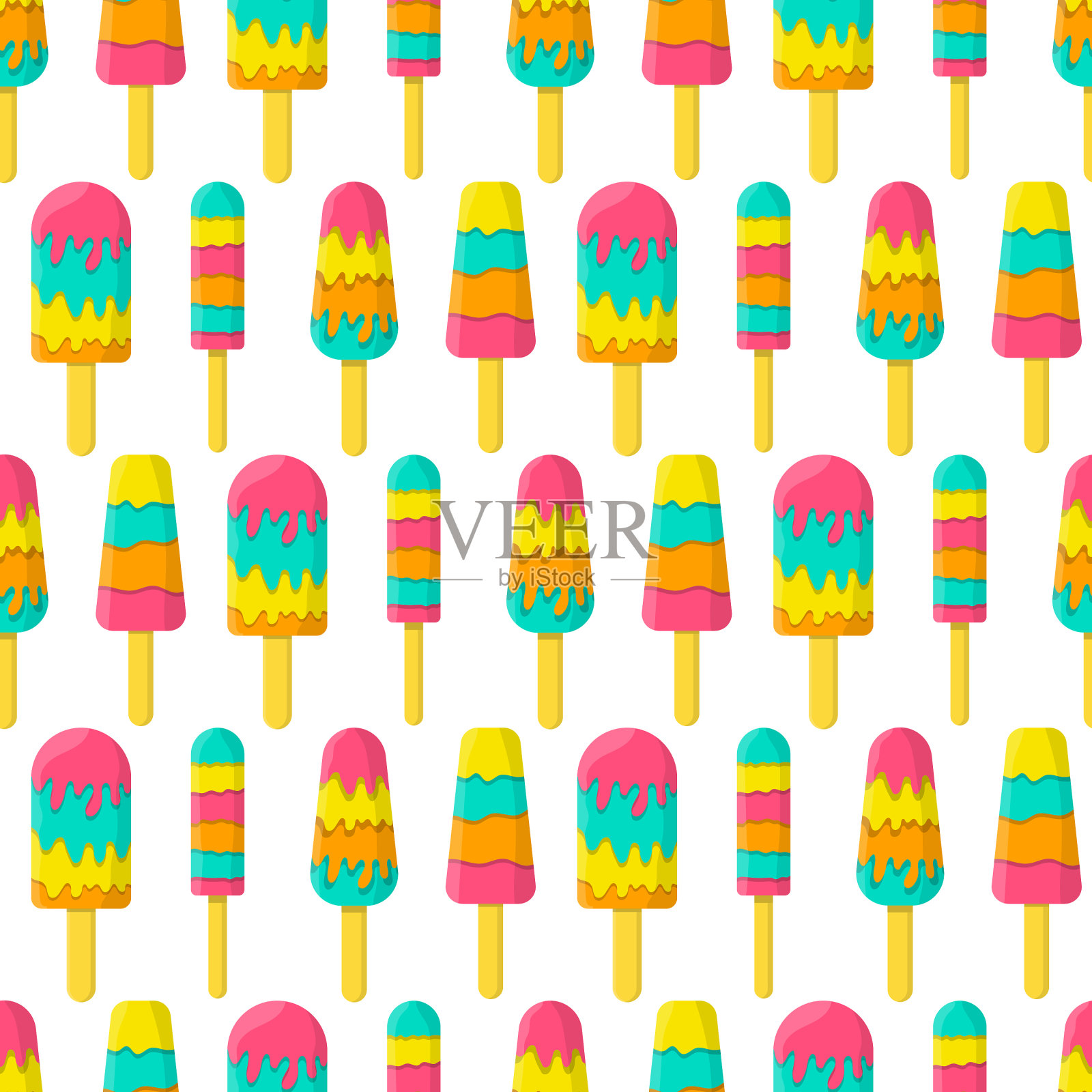 夏天冰冻了鲜亮多彩的冰淇淋插画图片素材