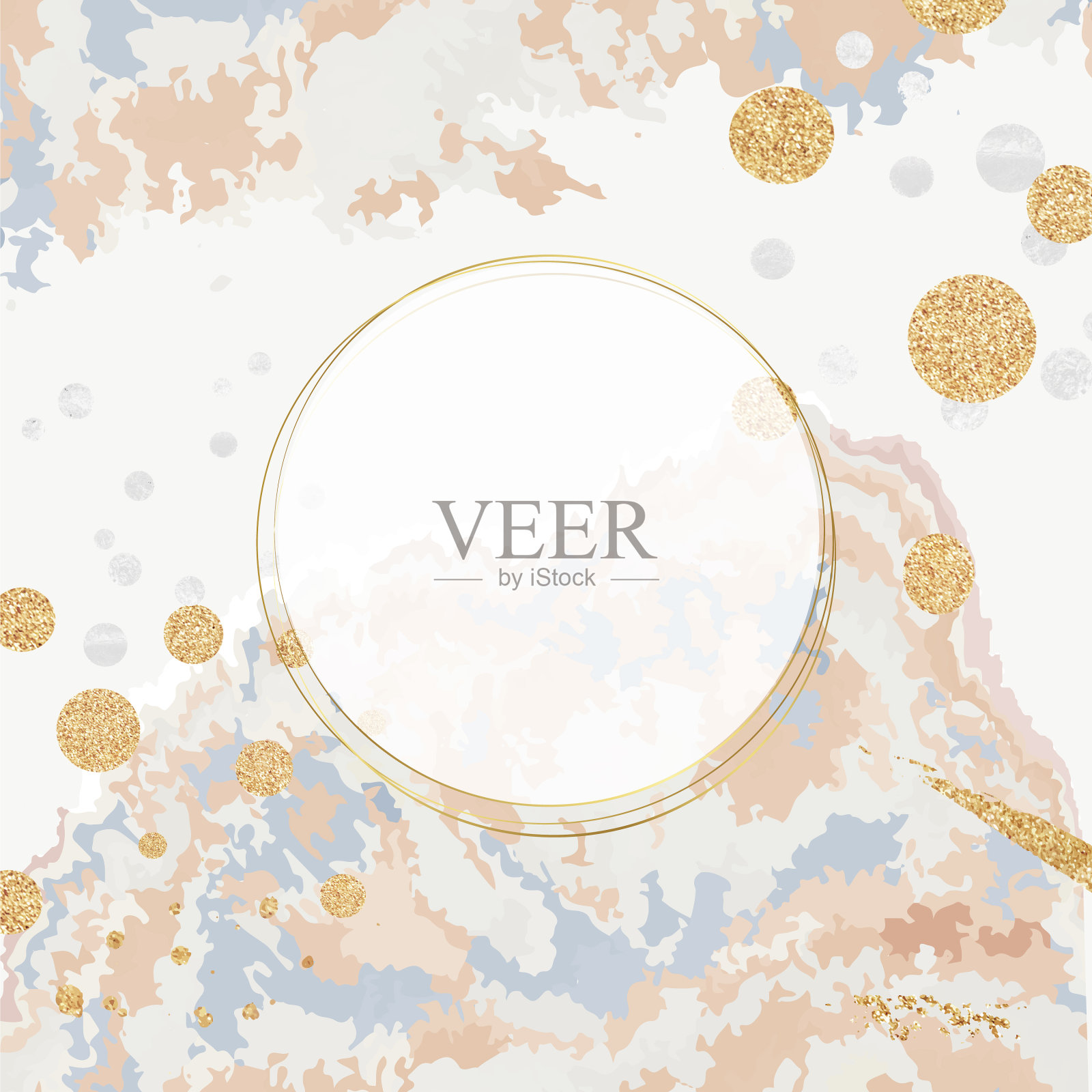 油漆倒背景与圆形框架插画图片素材