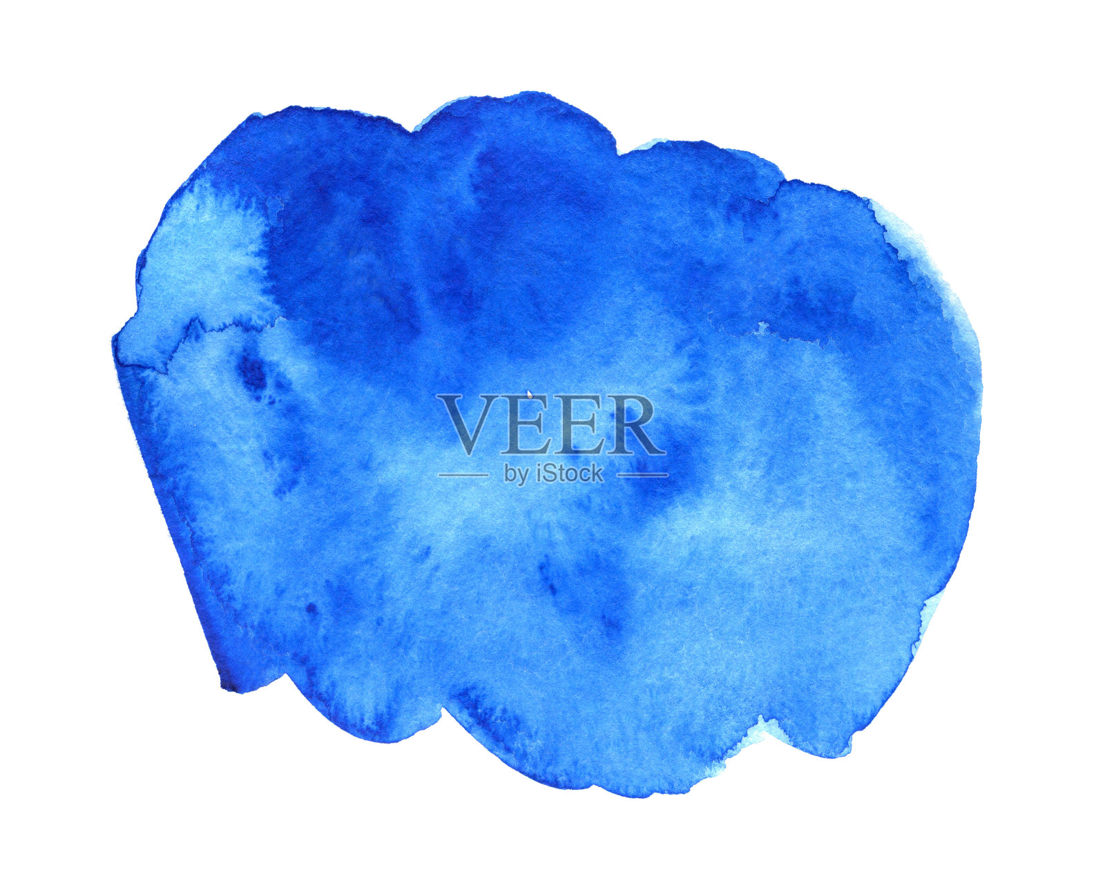 手工插图的蓝色水彩孤立在白色的背景照片摄影图片