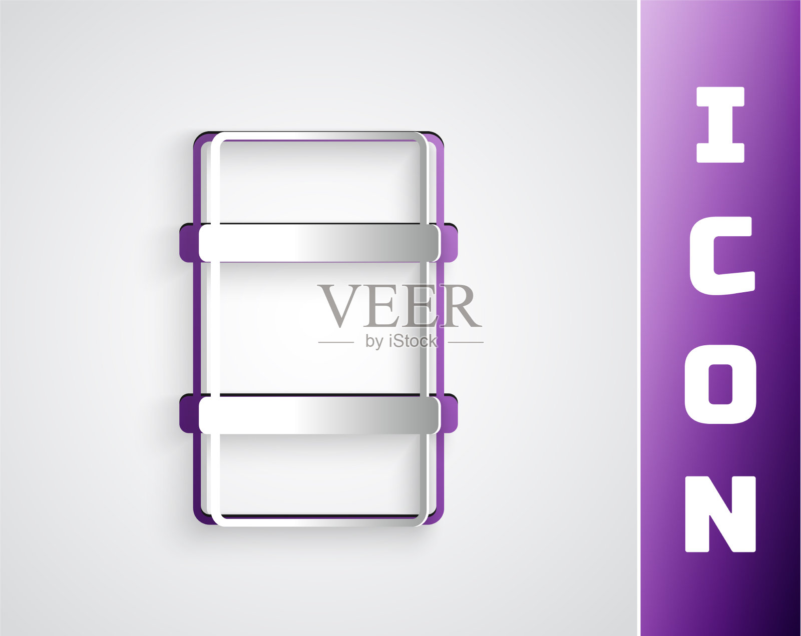 纸切割金属啤酒桶图标孤立在灰色插画图片素材