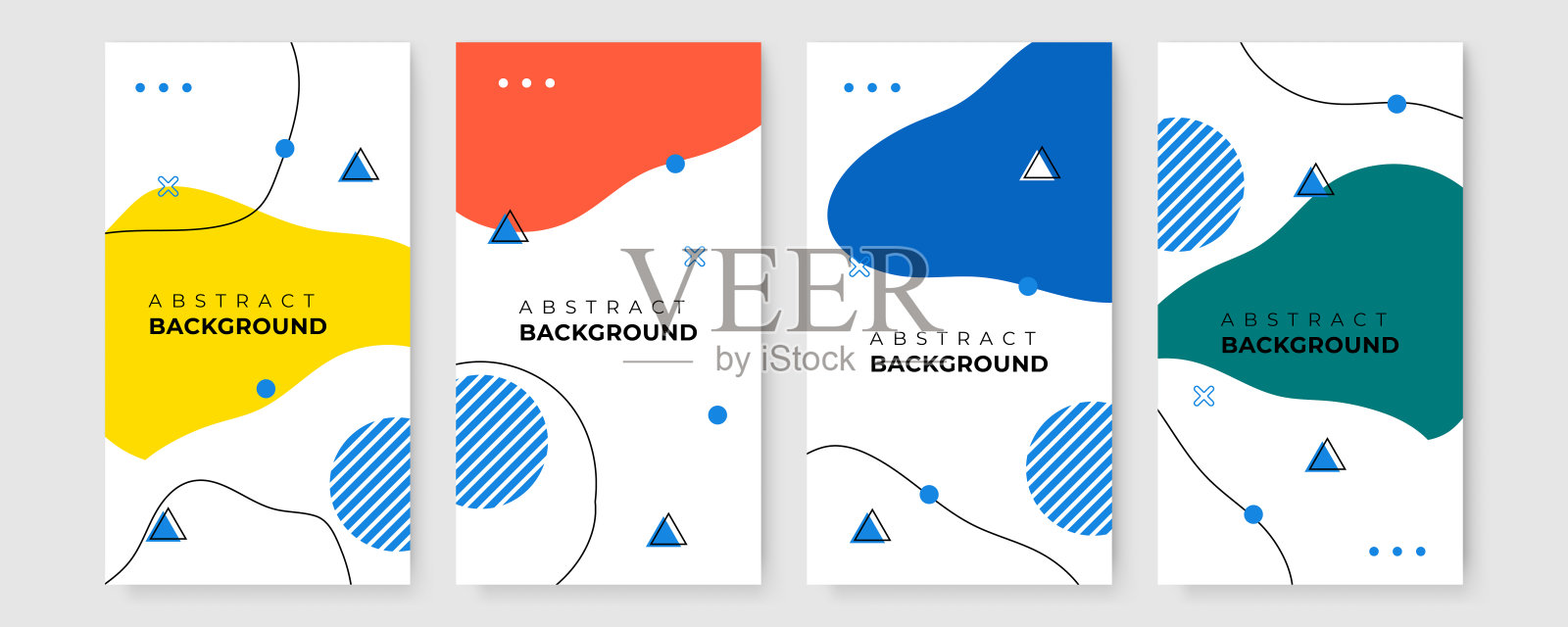 模板社交媒体帖子集合。梯度液体抽象背景设计模板素材