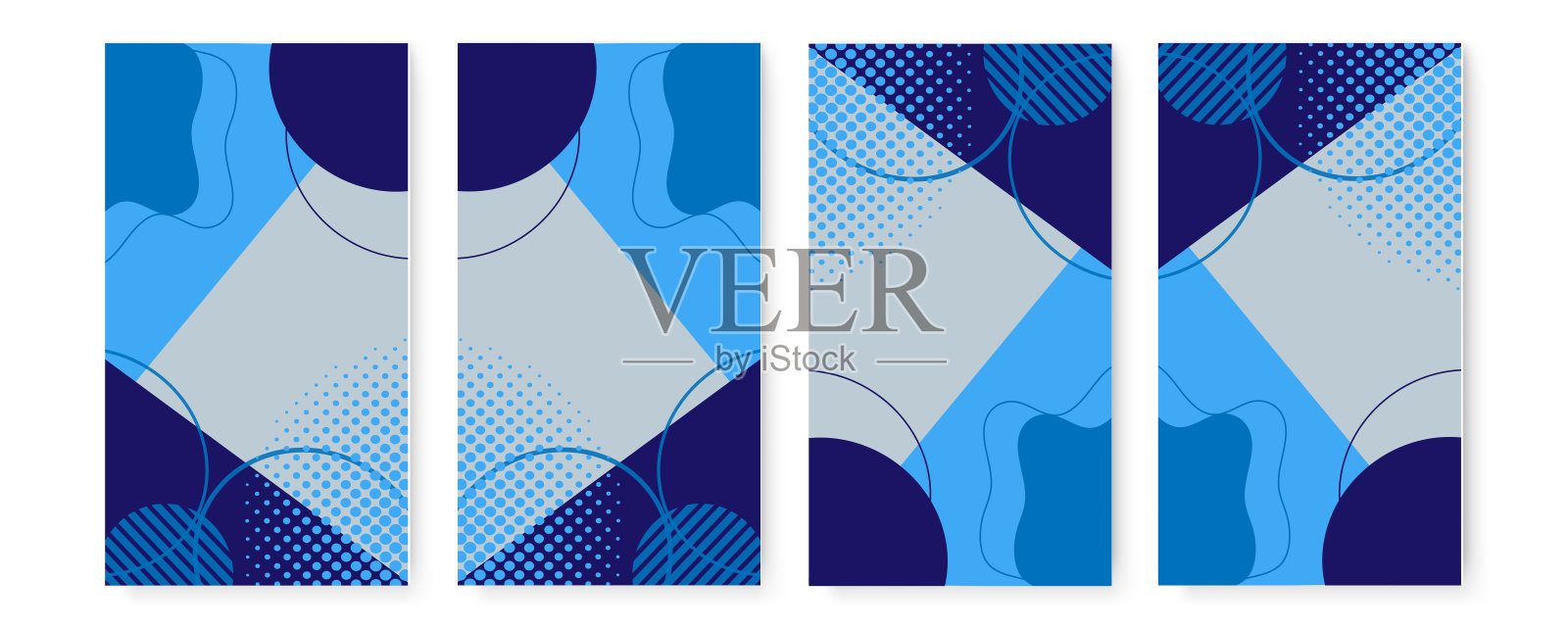 模板社交媒体帖子集合。梯度液体抽象背景插画图片素材