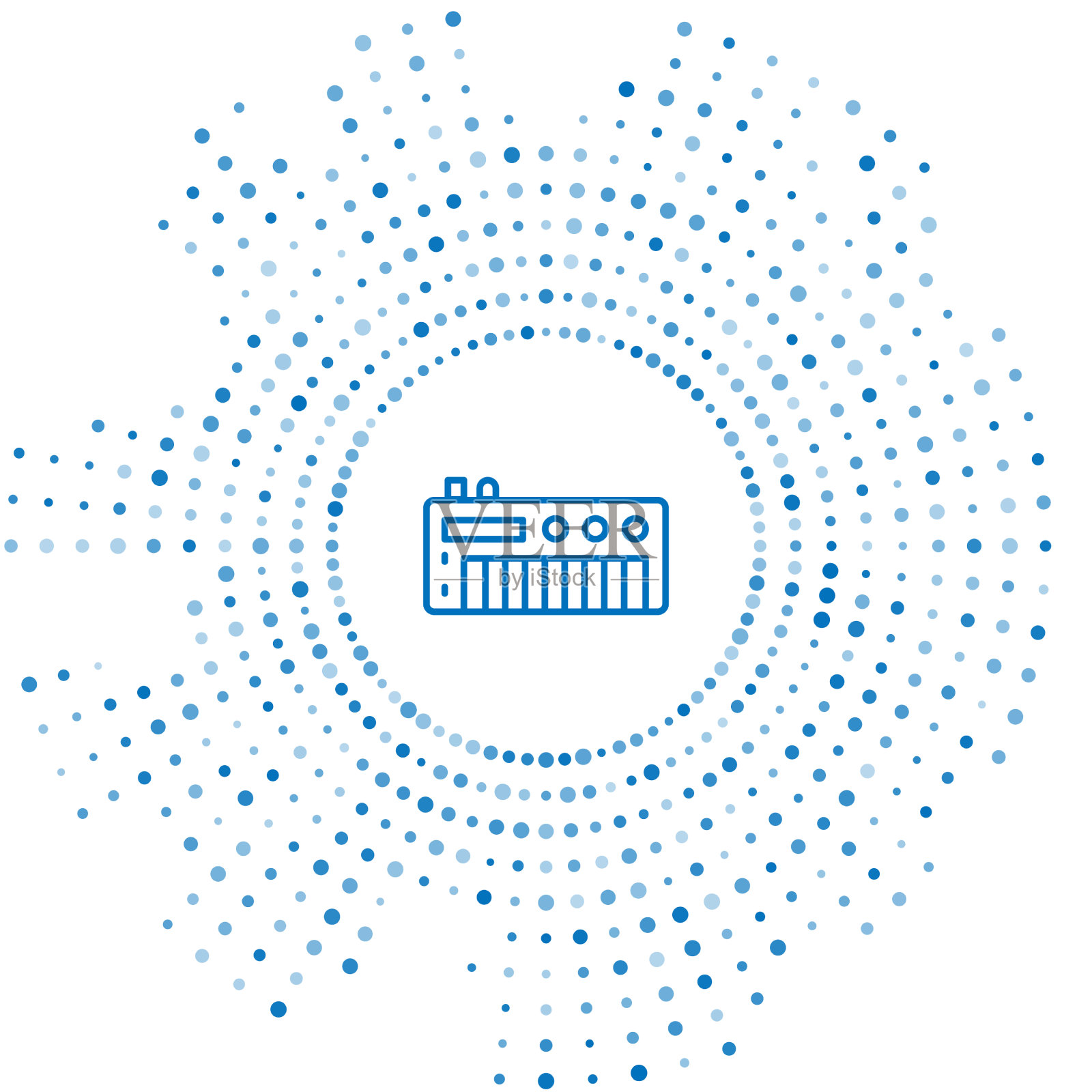 蓝线音乐合成器图标隔离在白色插画图片素材