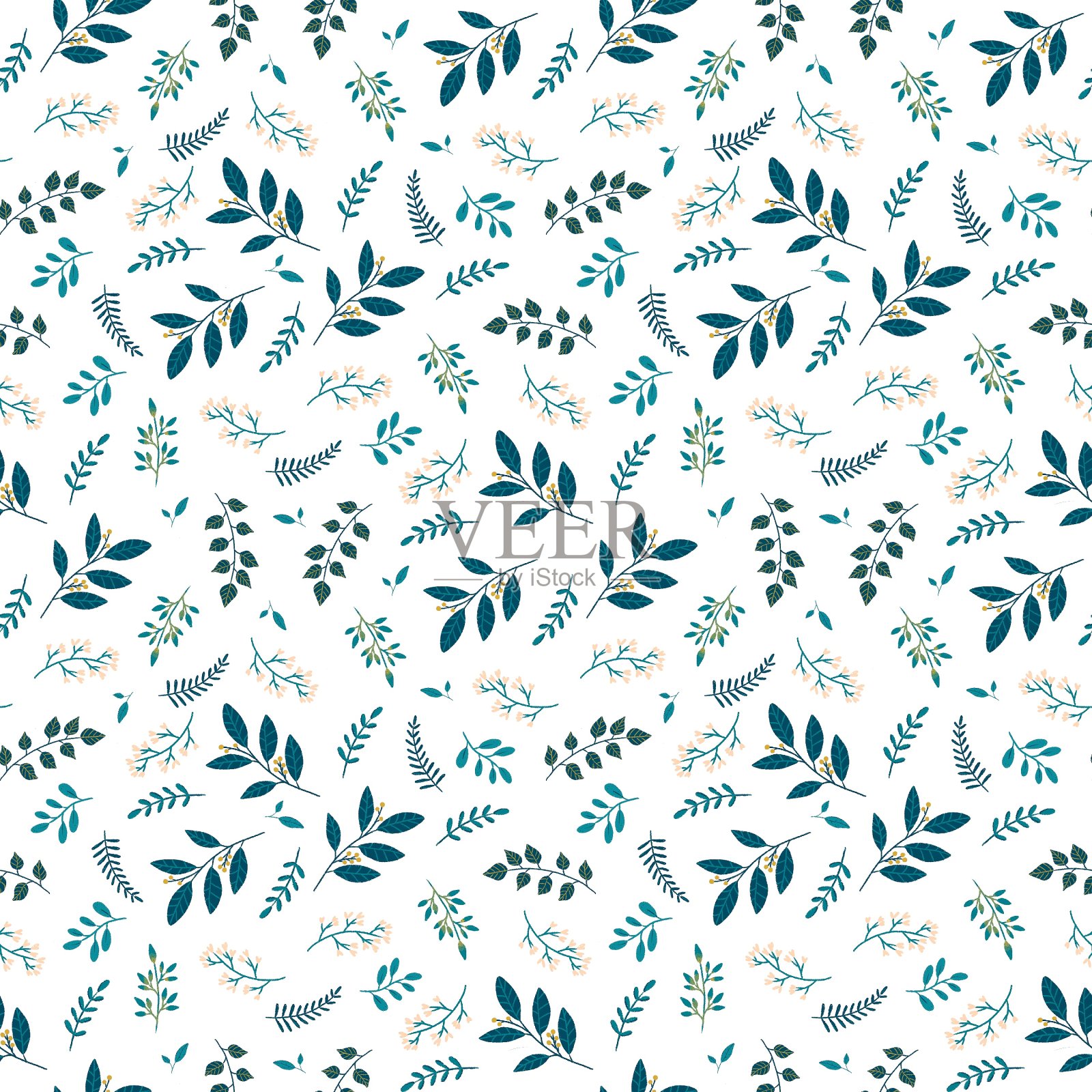 花无缝图案与树叶墙纸，背景，纺织品，废料插画图片素材