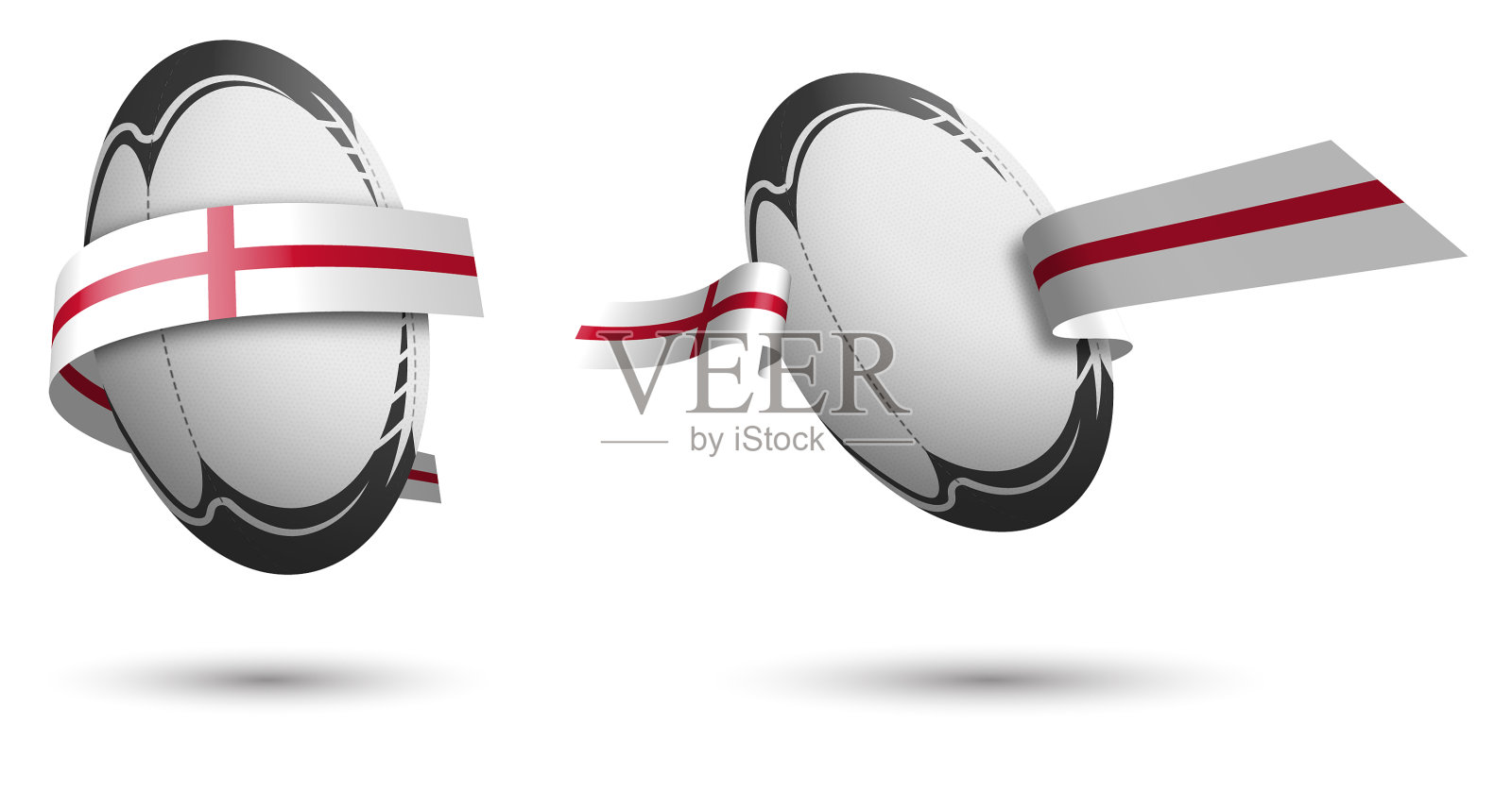 运动橄榄球在丝带与颜色插画图片素材