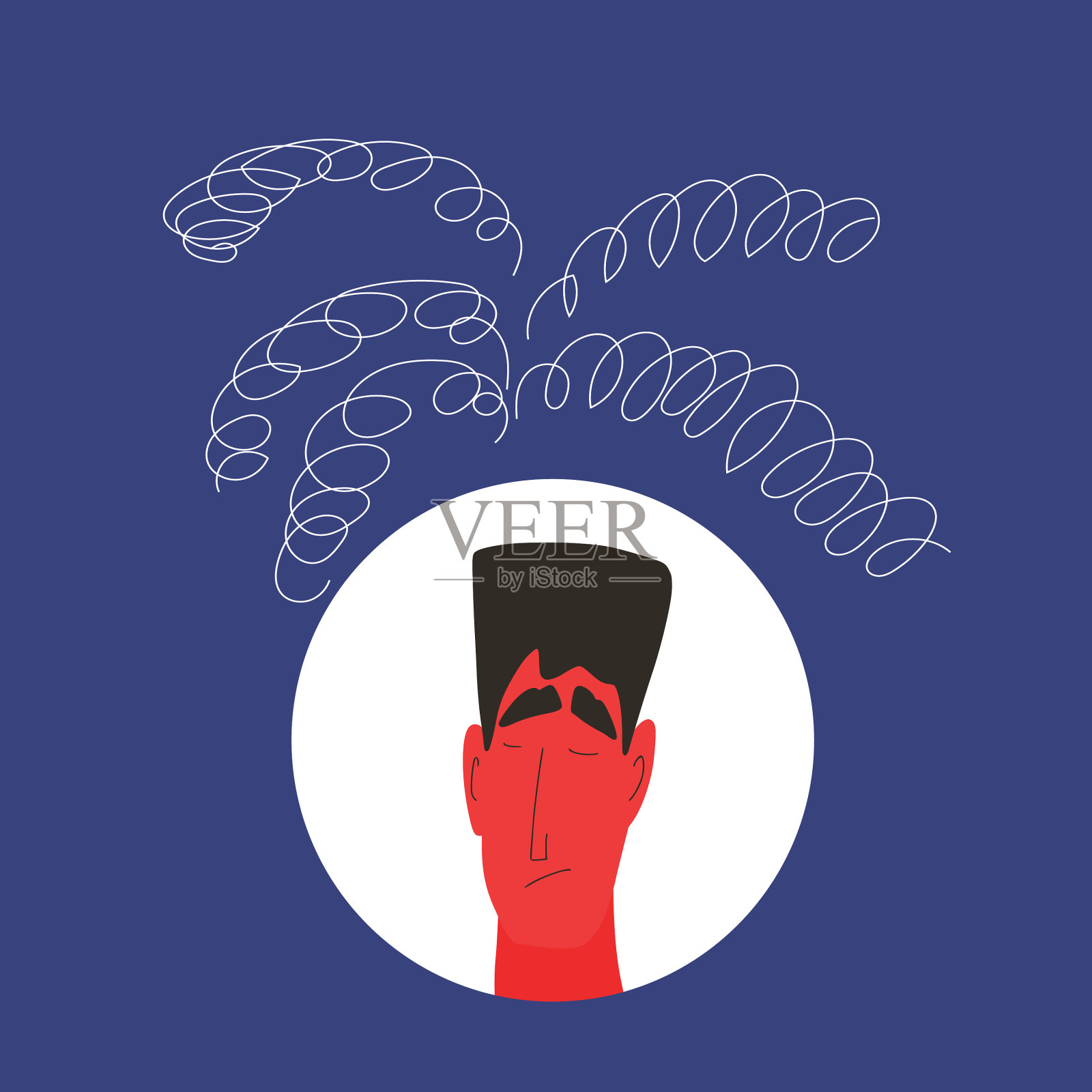 抑郁症肖像男子与一些精神插画图片素材