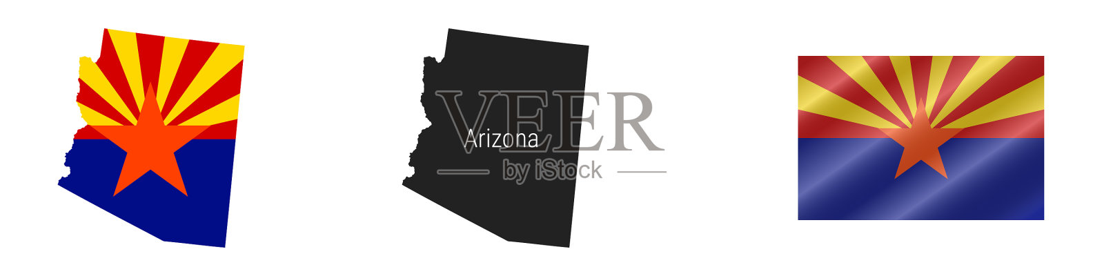 美国亚利桑那州详细国旗地图详细插画图片素材