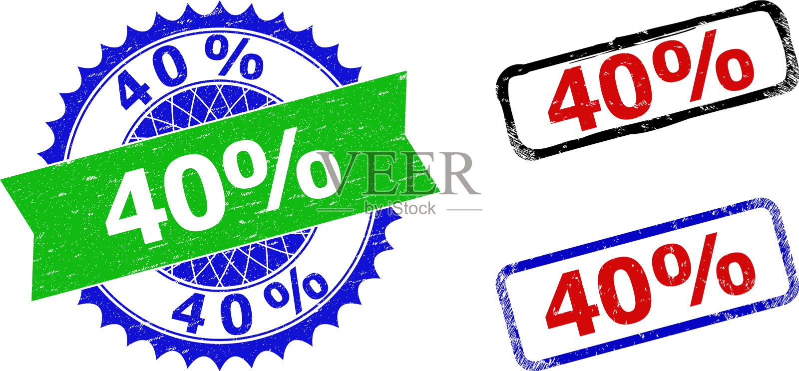 40%的玫瑰形和长方形双色设计元素图片